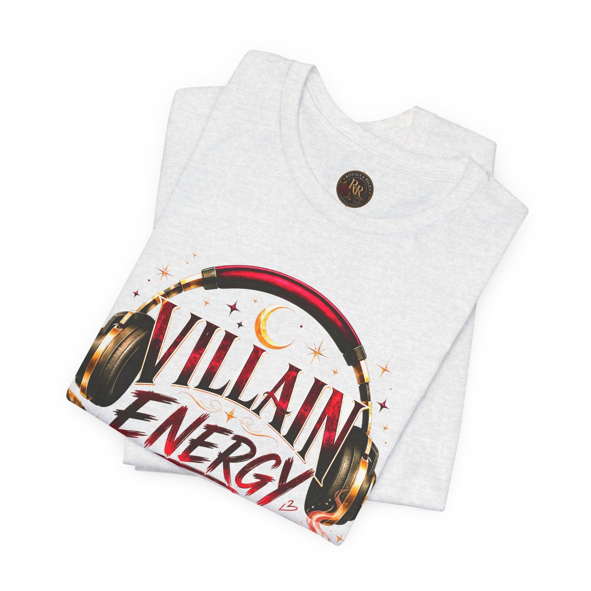 Villain Energy Loading T-Shirt — Funny Coffee & Headphones Graphic Tee