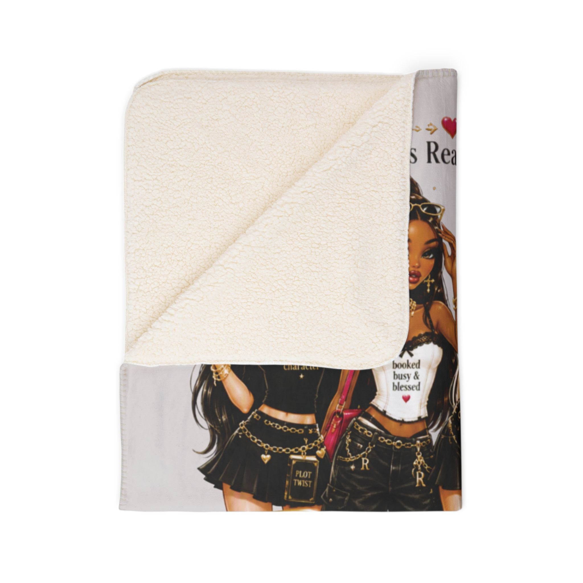 Book'd and Unbothered Sherpa Blanket — Cozy Reading Gift for Book Girls