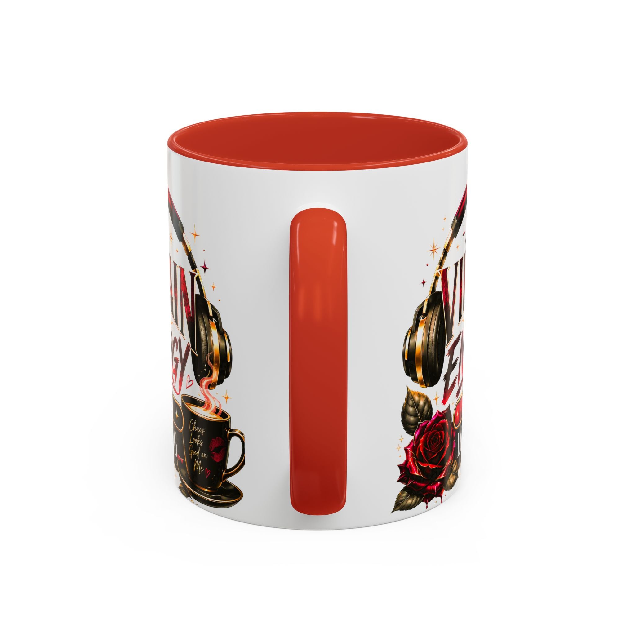 Villain Energy Accent Coffee Mug — 'Villain Energy Loading' Gothic Rose Coffee Cup (11/15 oz)