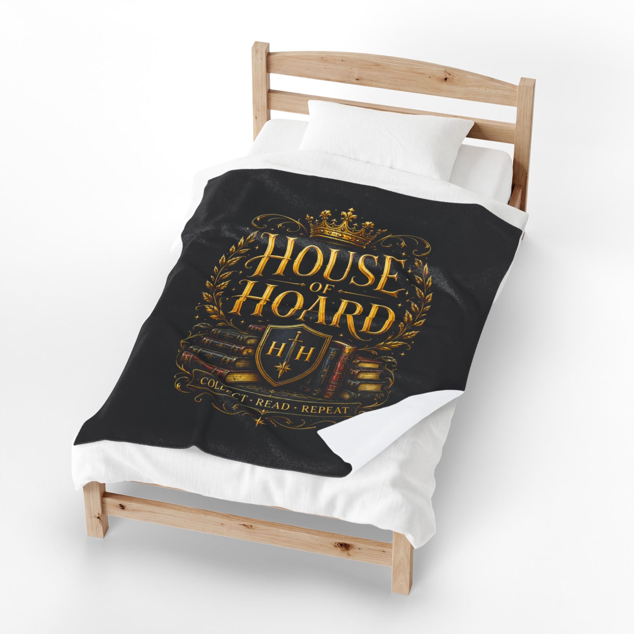 House of Hoard Velveteen Plush Blanket – "Collect • Read • Repeat" Book Lover Throw