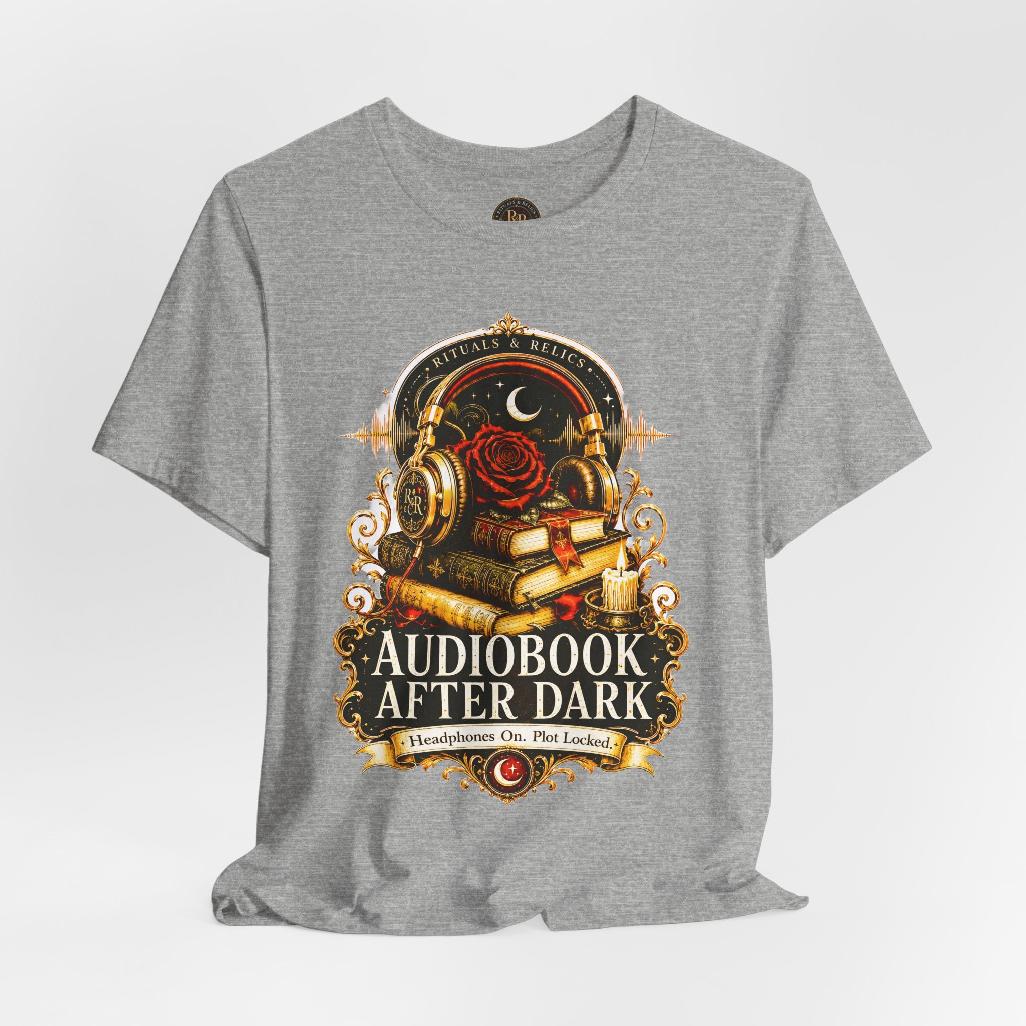 Audiobook After Dark Tee — Vintage Headphones & Books Nightshirt
