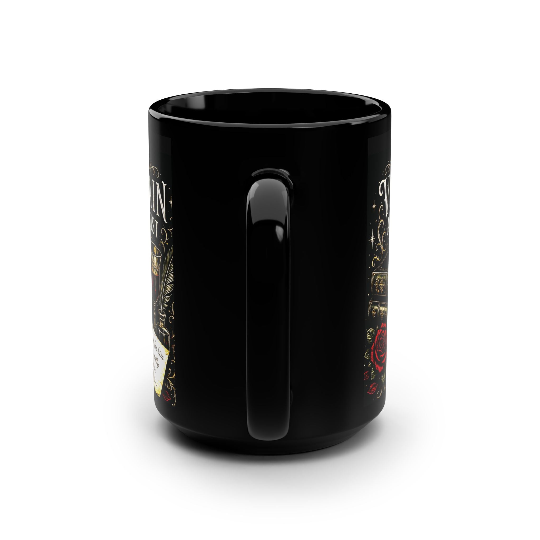 Villain Apologist 15oz Black Coffee Mug – Gothic Rose, Books & Wine Design
