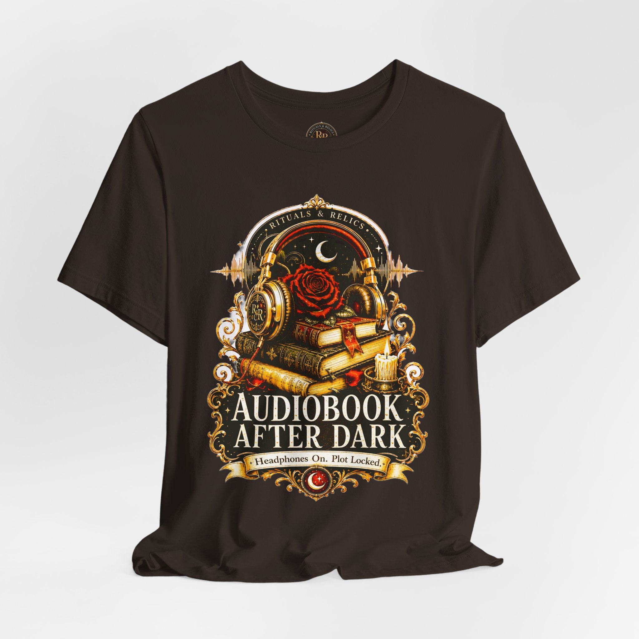 Audiobook After Dark Tee — Vintage Headphones & Books Nightshirt