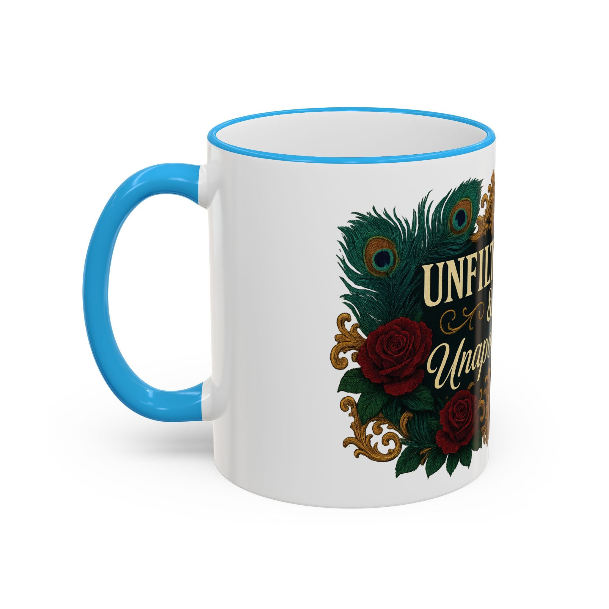 Unfiltered & Unapologetic Accent Rim Mug — Floral Gothic 11oz/15oz