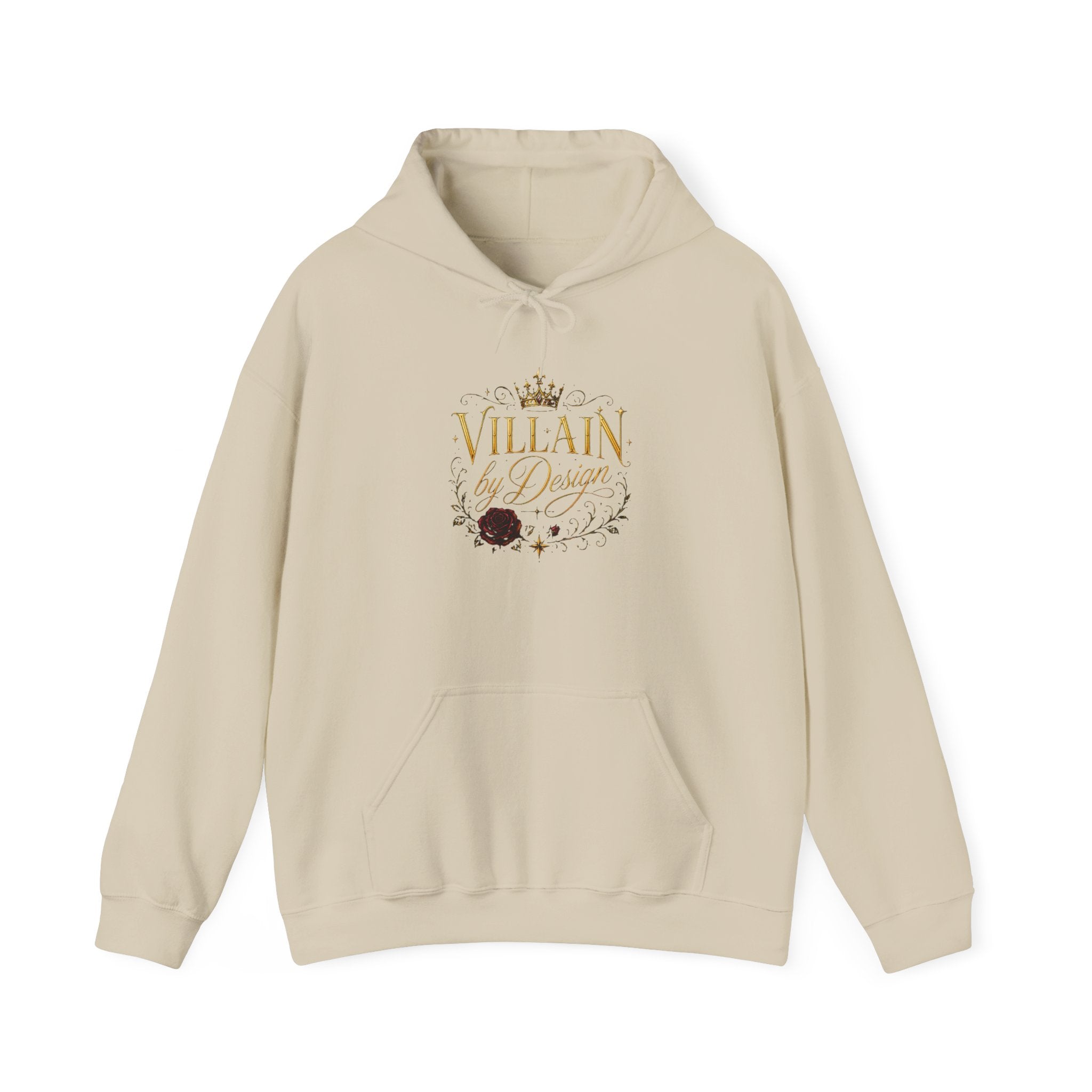 Hoodie — "Villain by Design" Crown & Rose Graphic Pullover