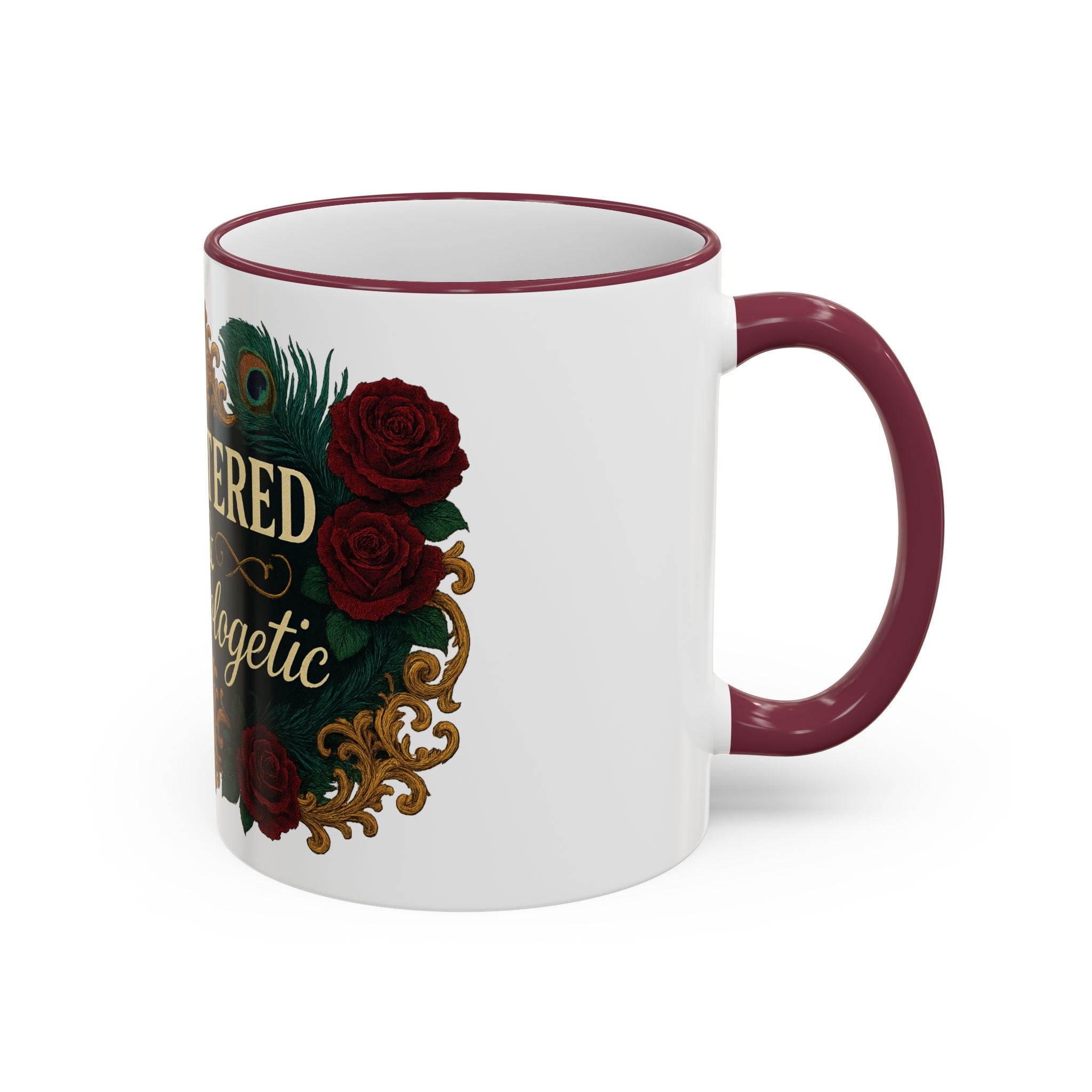 Unfiltered & Unapologetic Accent Rim Mug — Floral Gothic 11oz/15oz