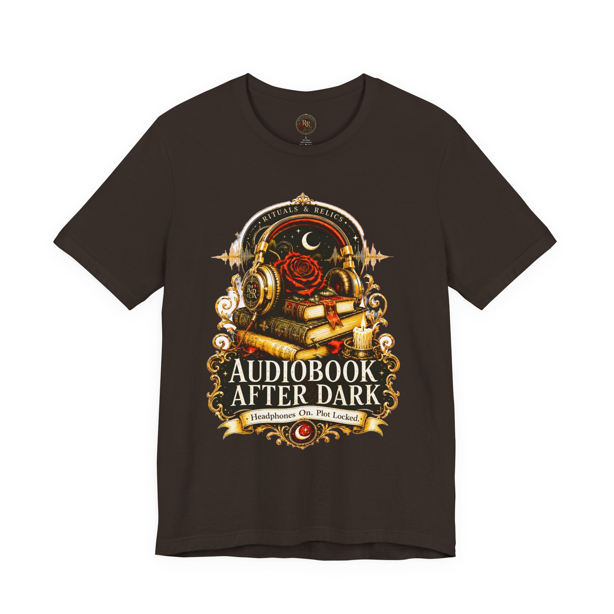 Audiobook After Dark Tee — Vintage Headphones & Books Nightshirt