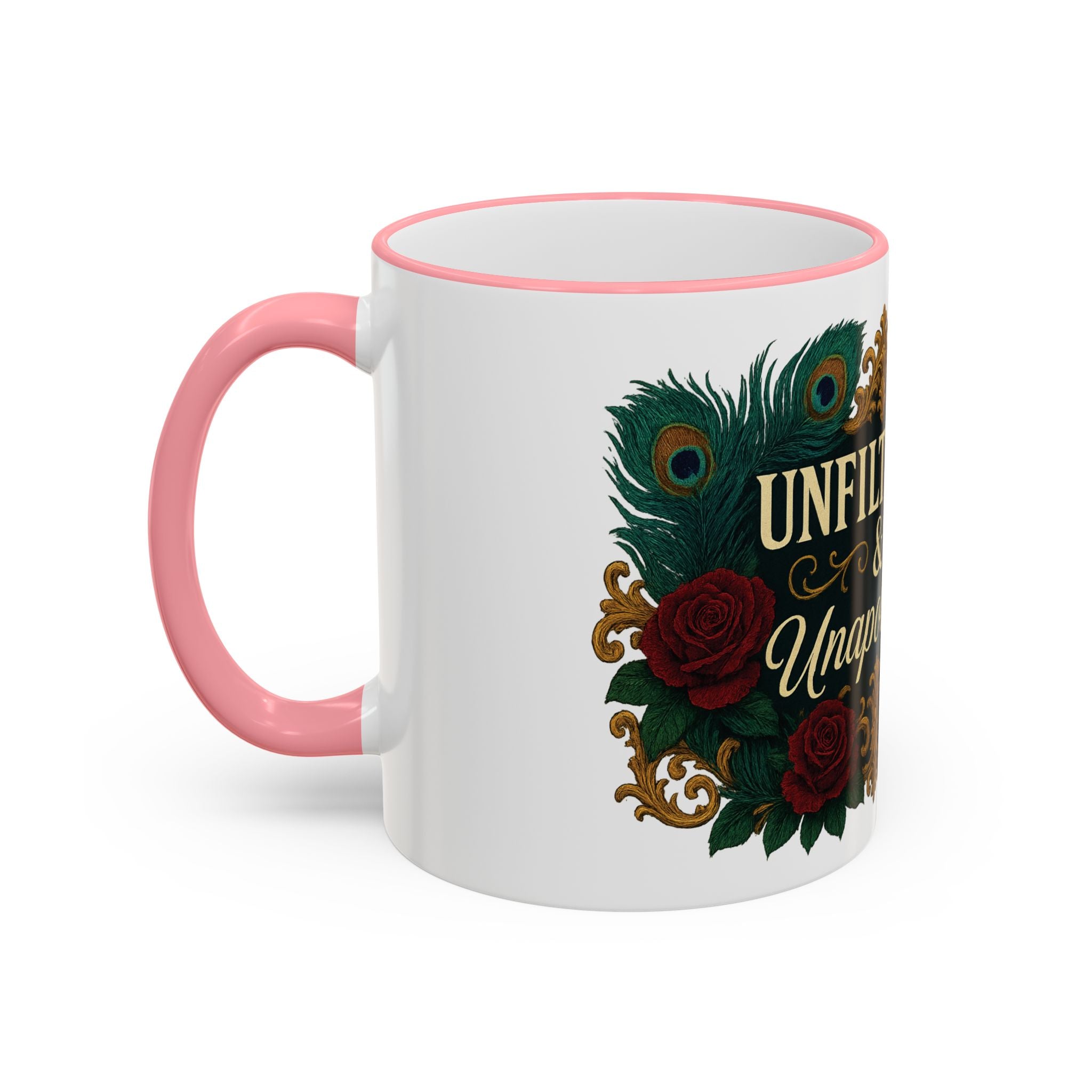 Unfiltered & Unapologetic Accent Rim Mug — Floral Gothic 11oz/15oz