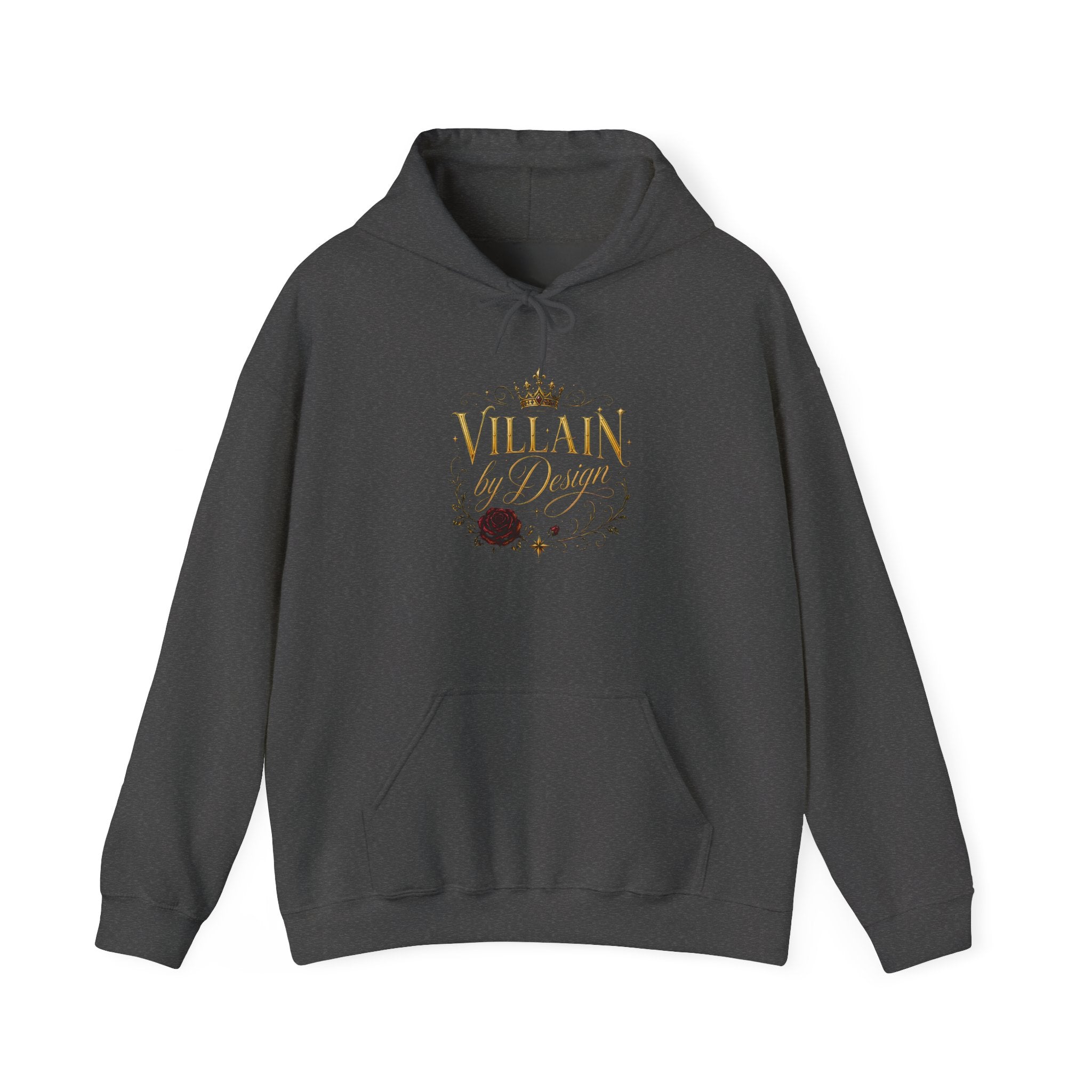 Hoodie — "Villain by Design" Crown & Rose Graphic Pullover