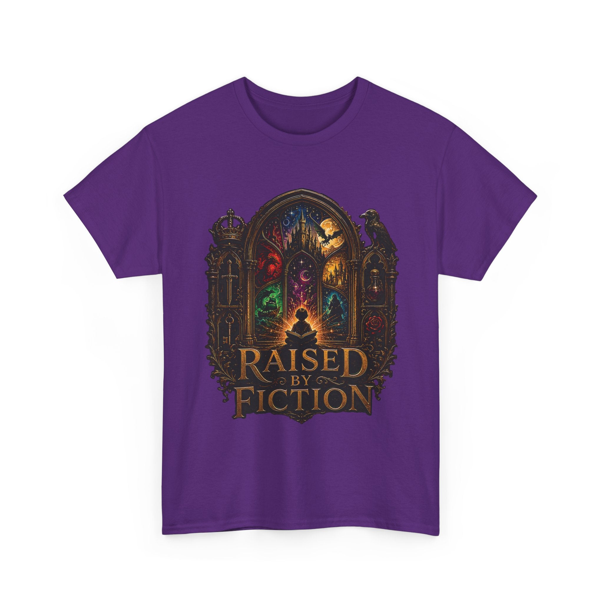 T-Shirt — "Raised by Fiction" Fantasy Book Lover Tee