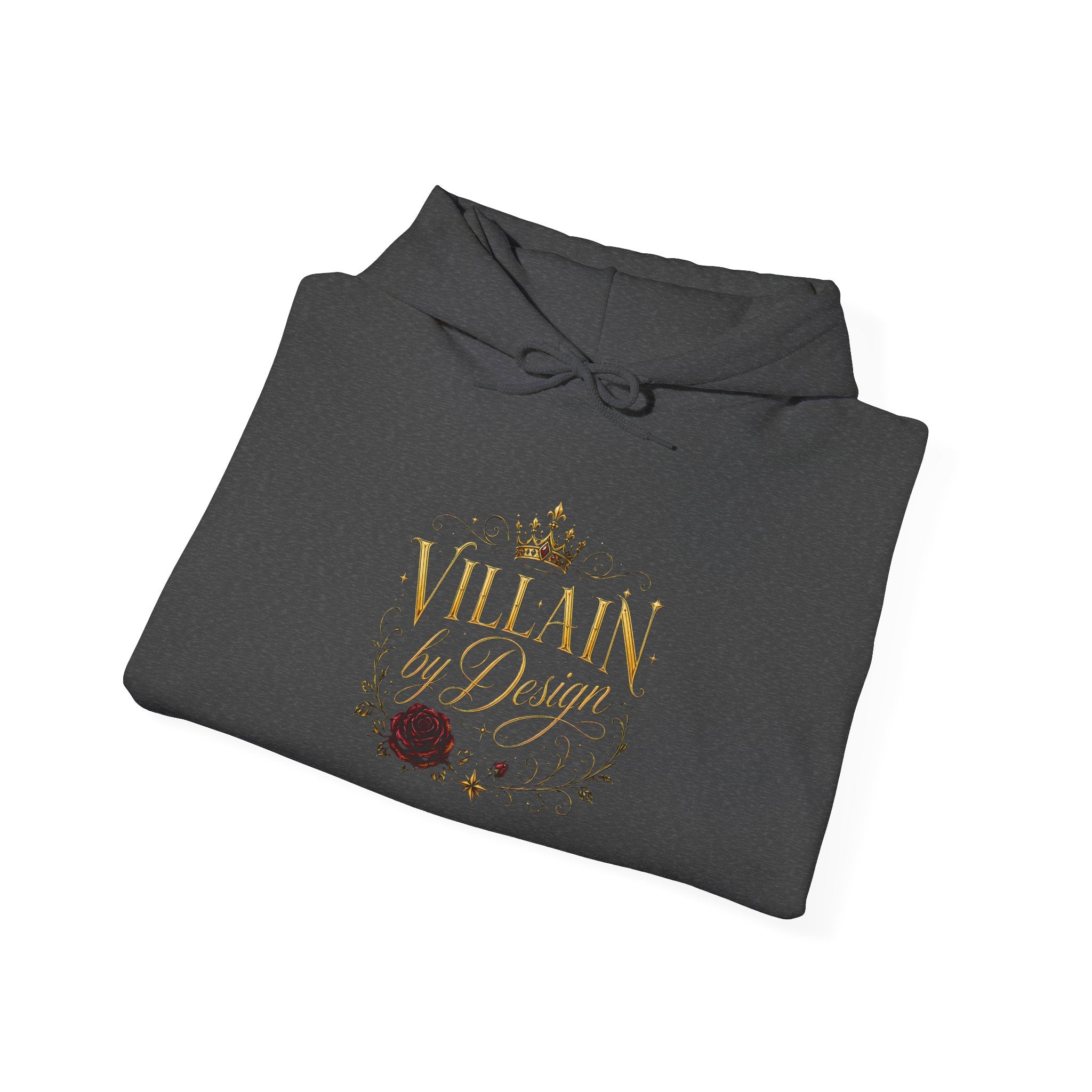 Hoodie — "Villain by Design" Crown & Rose Graphic Pullover