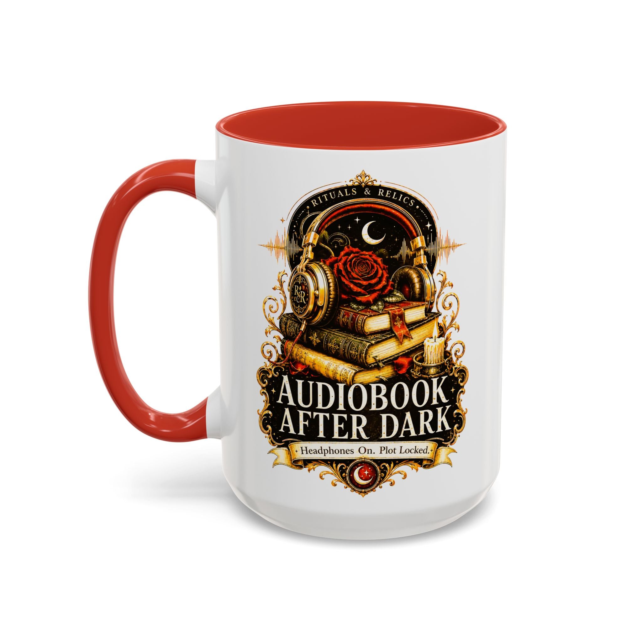 Audiobook After Dark Coffee Mug — Headphones On, Plot Locked (Accent 11/15oz)