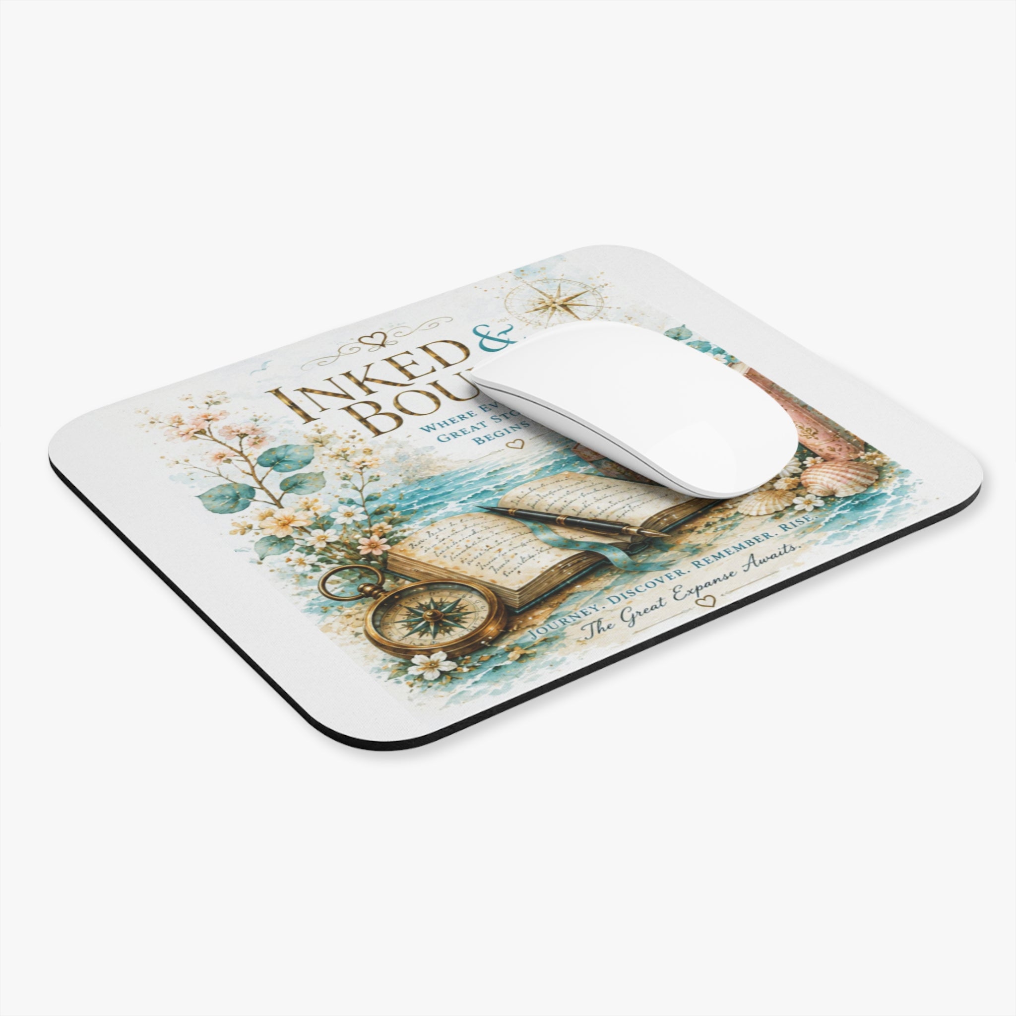 Inked & Bound Literary Mouse Pad — Vintage Nautical Book Lover Desk Mat