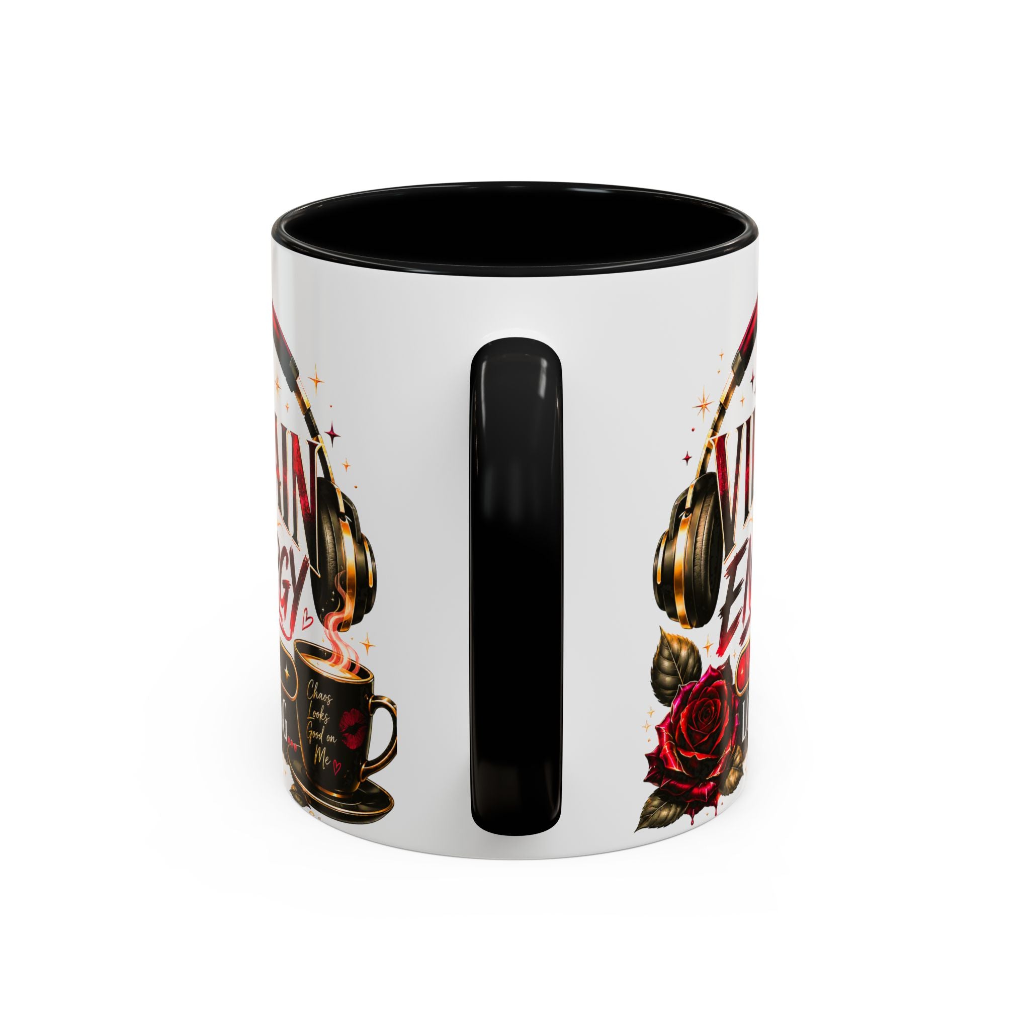 Villain Energy Accent Coffee Mug — 'Villain Energy Loading' Gothic Rose Coffee Cup (11/15 oz)