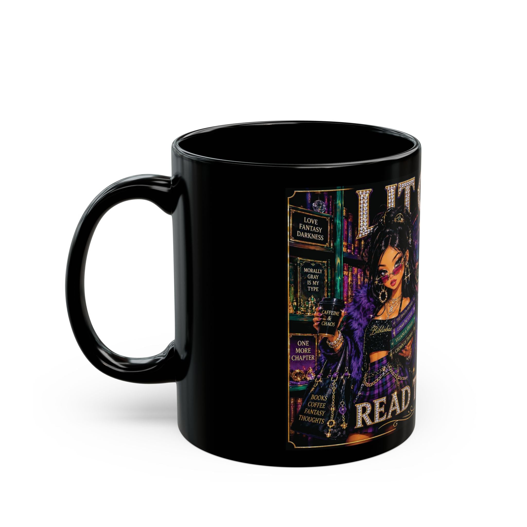 Black Mug — "Lit Girls Read the Room" Booklover Coffee Mug