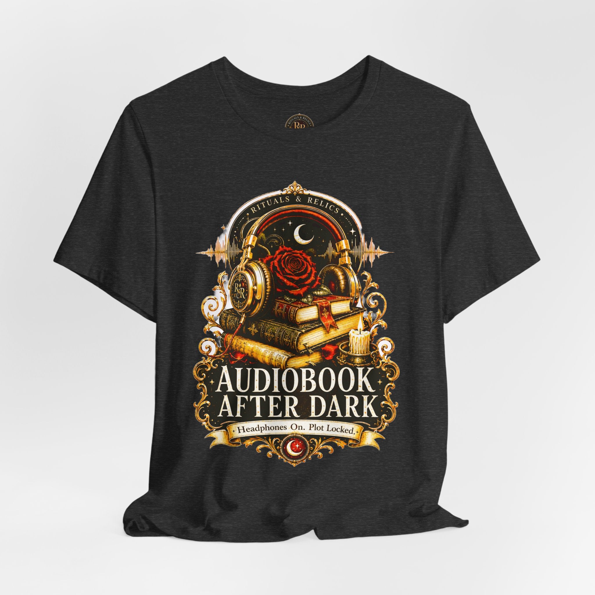 Audiobook After Dark Tee — Vintage Headphones & Books Nightshirt