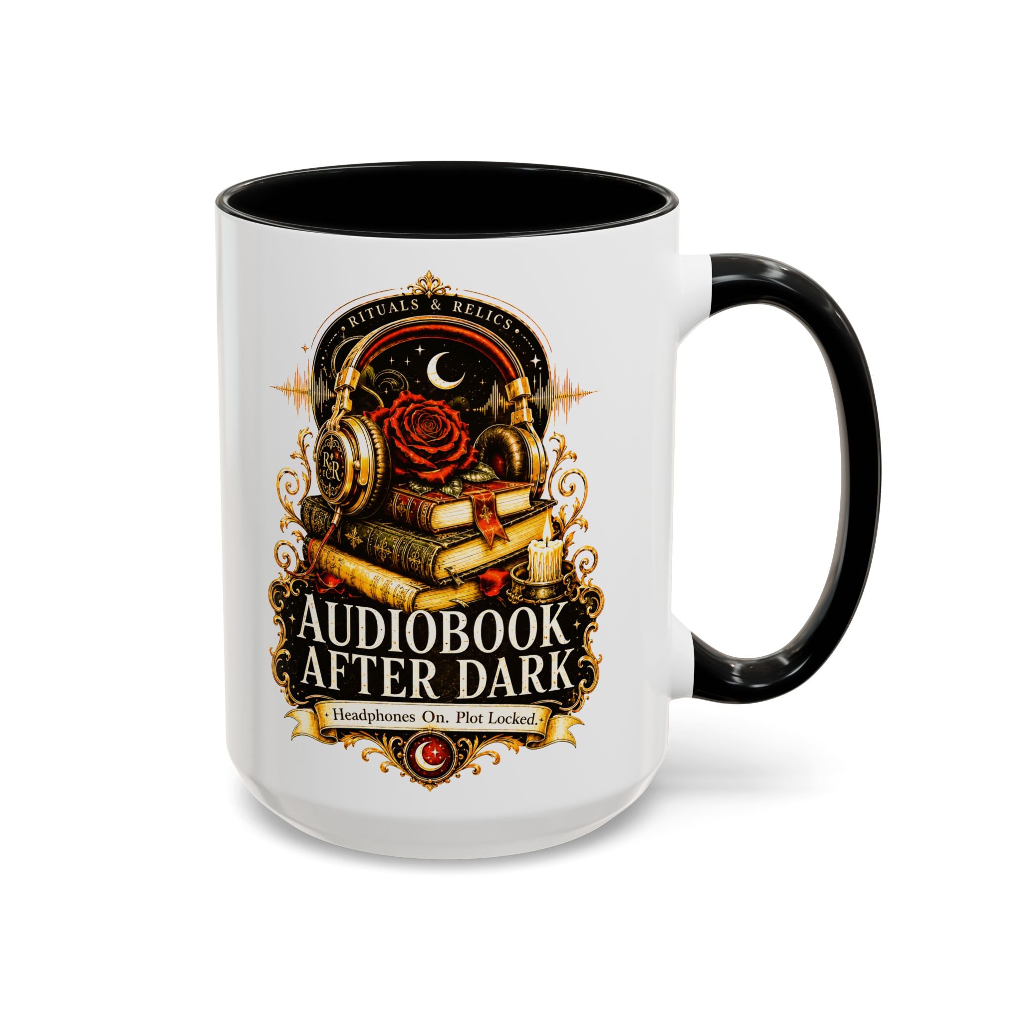 Audiobook After Dark Coffee Mug — Headphones On, Plot Locked (Accent 11/15oz)