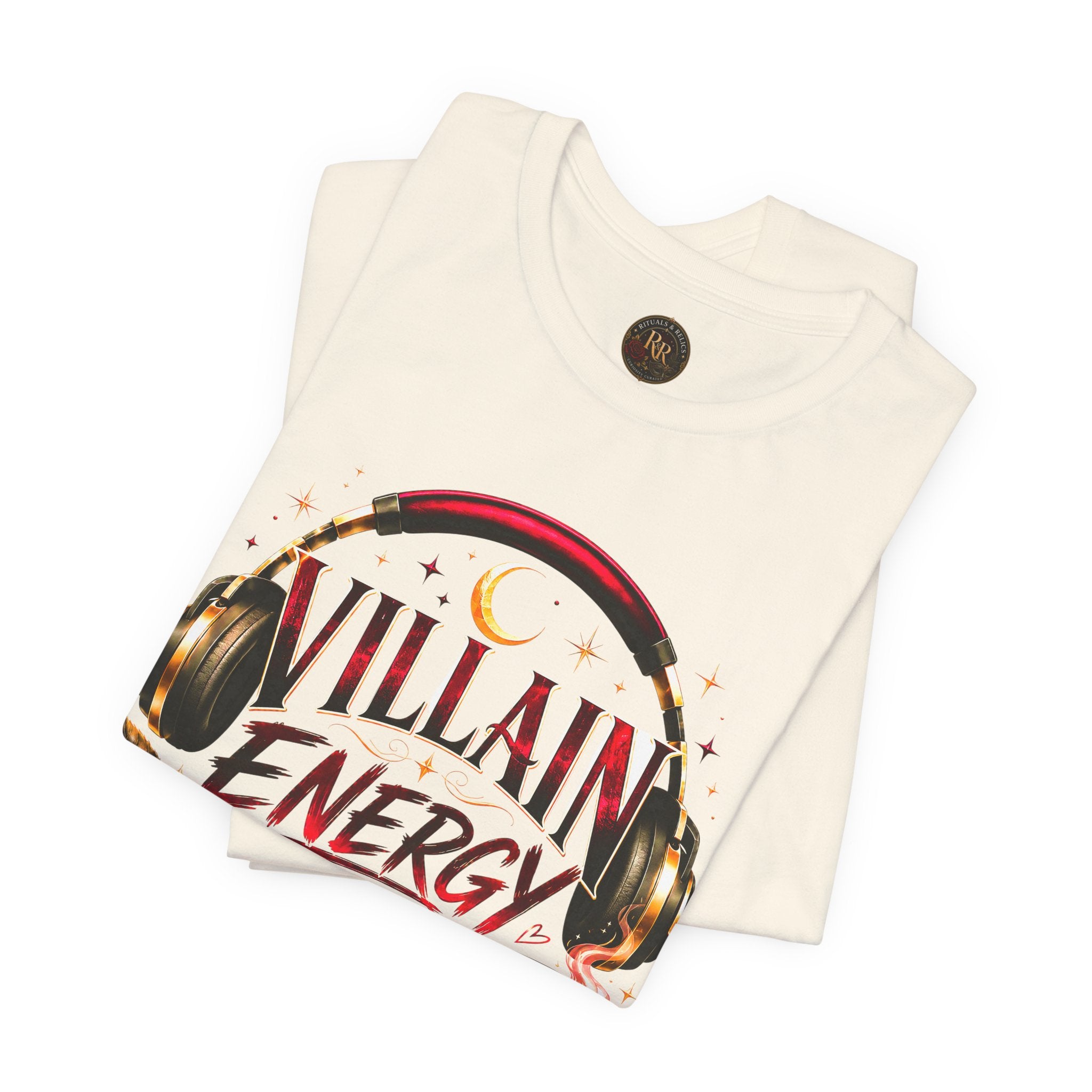 Villain Energy Loading T-Shirt — Funny Coffee & Headphones Graphic Tee
