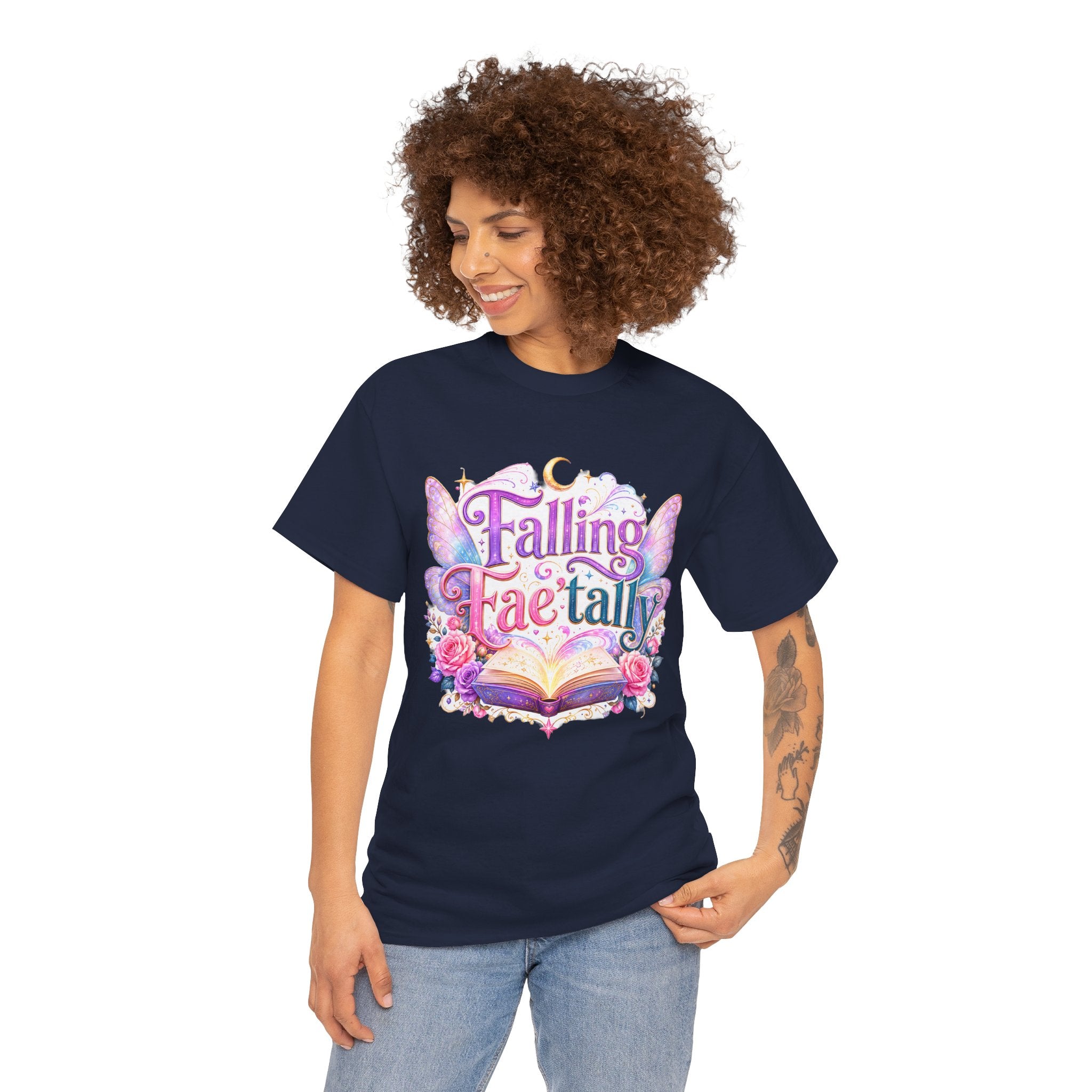 Falling Fae-tally Tee — Fantasy Fairy Wings & Open Book Graphic T-Shirt