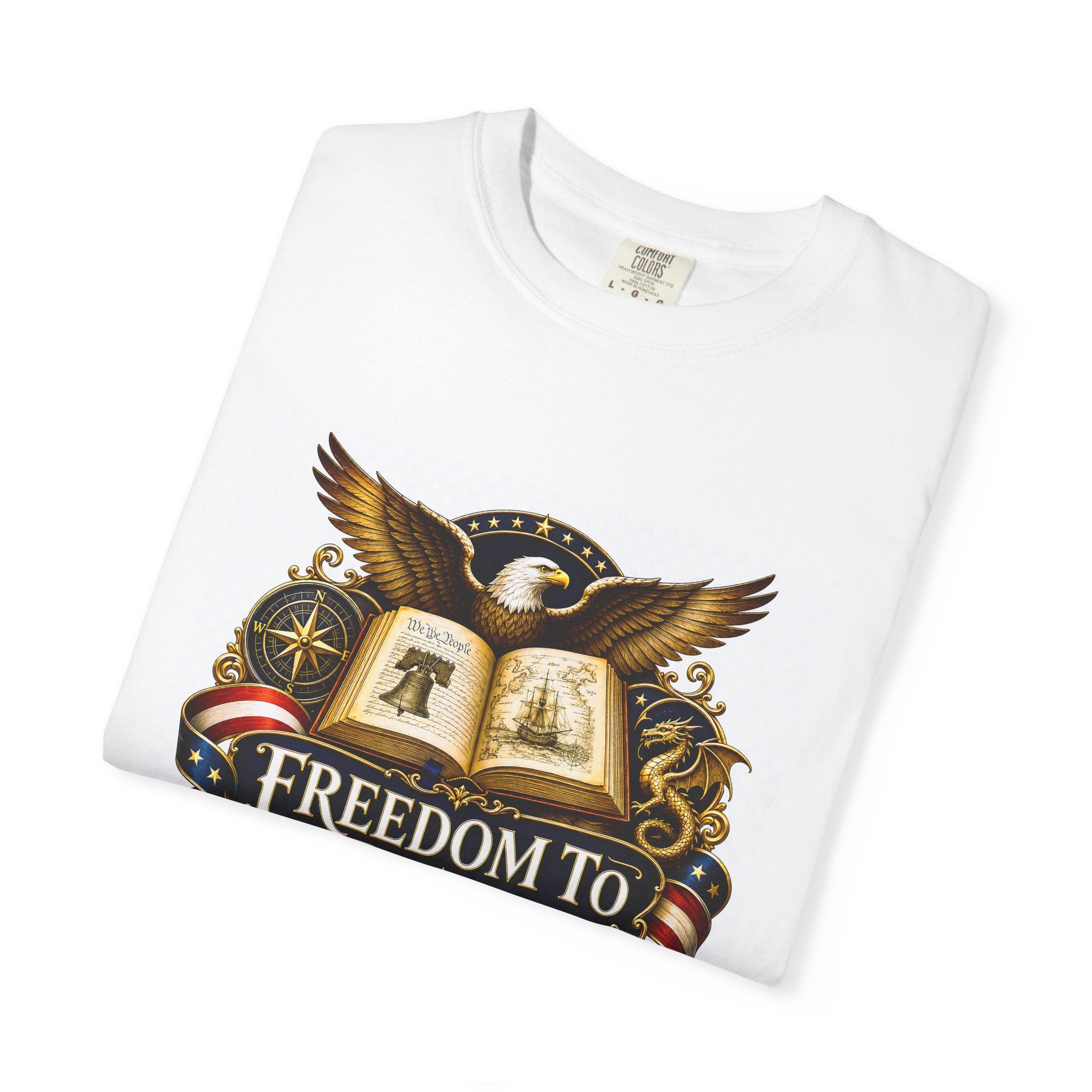 Freedom to Read T-Shirt — Patriotic Eagle & Open Book Liberty Tee
