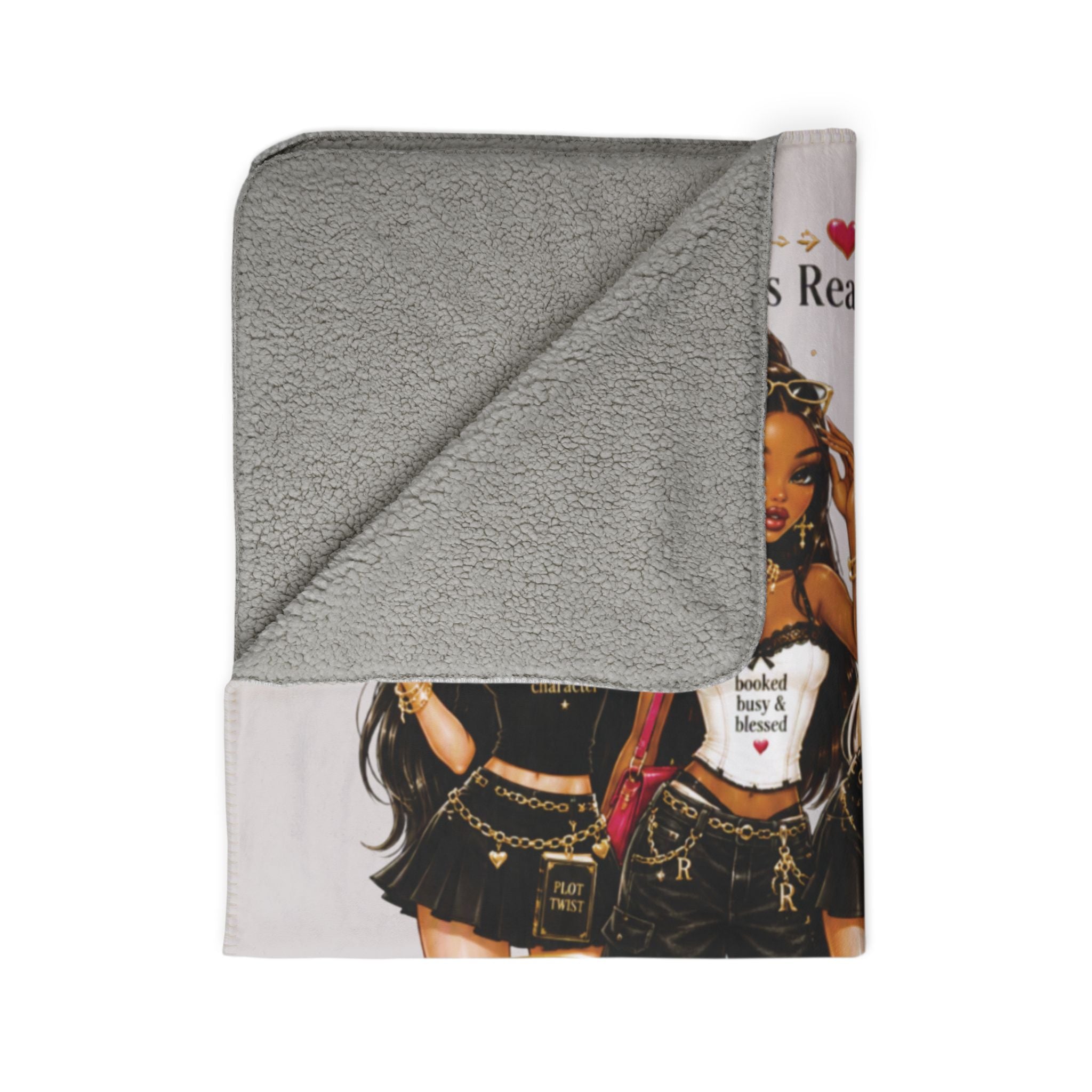 Book'd and Unbothered Sherpa Blanket — Cozy Reading Gift for Book Girls
