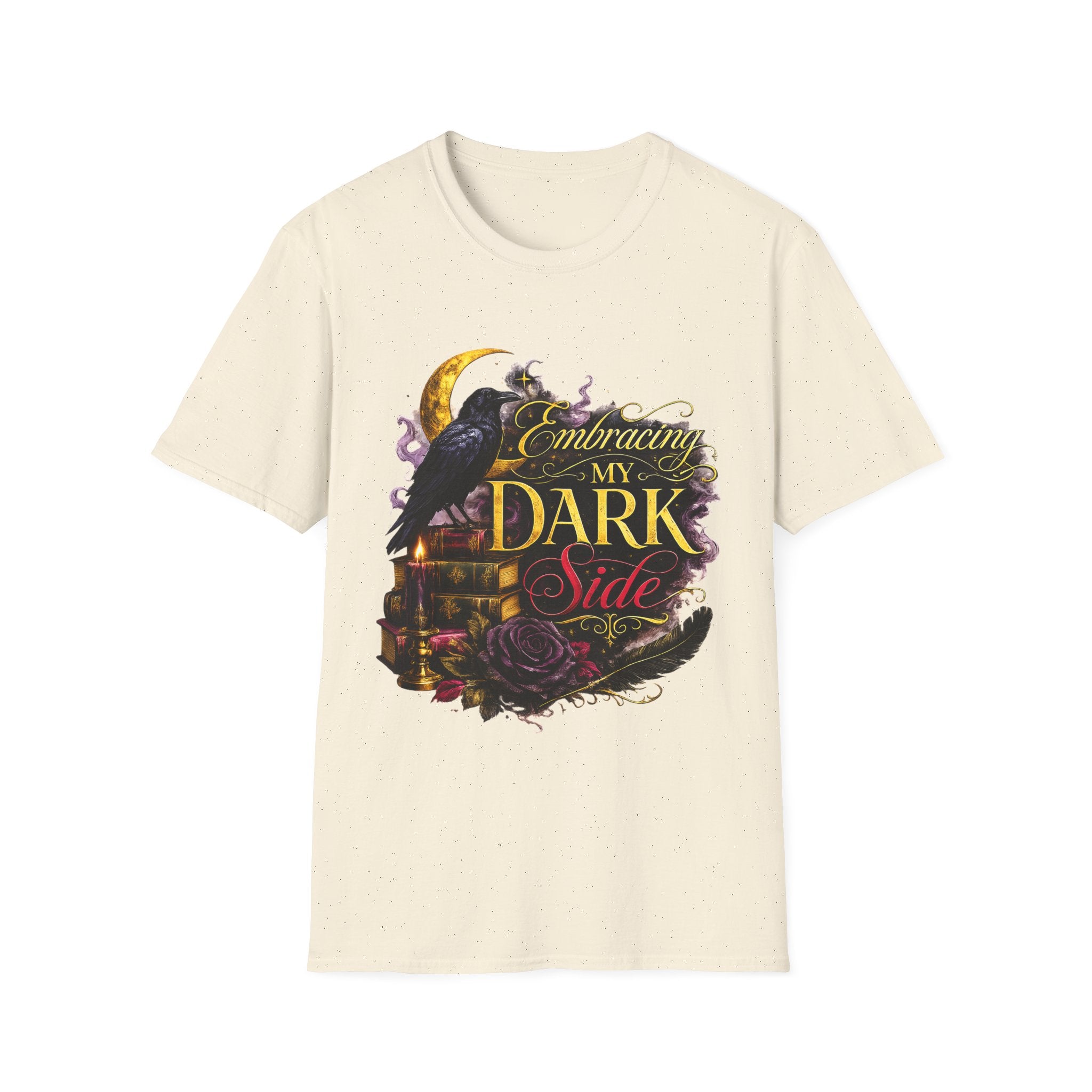 Embracing My Dark Side T-Shirt – Gothic Raven Moon Graphic Tee