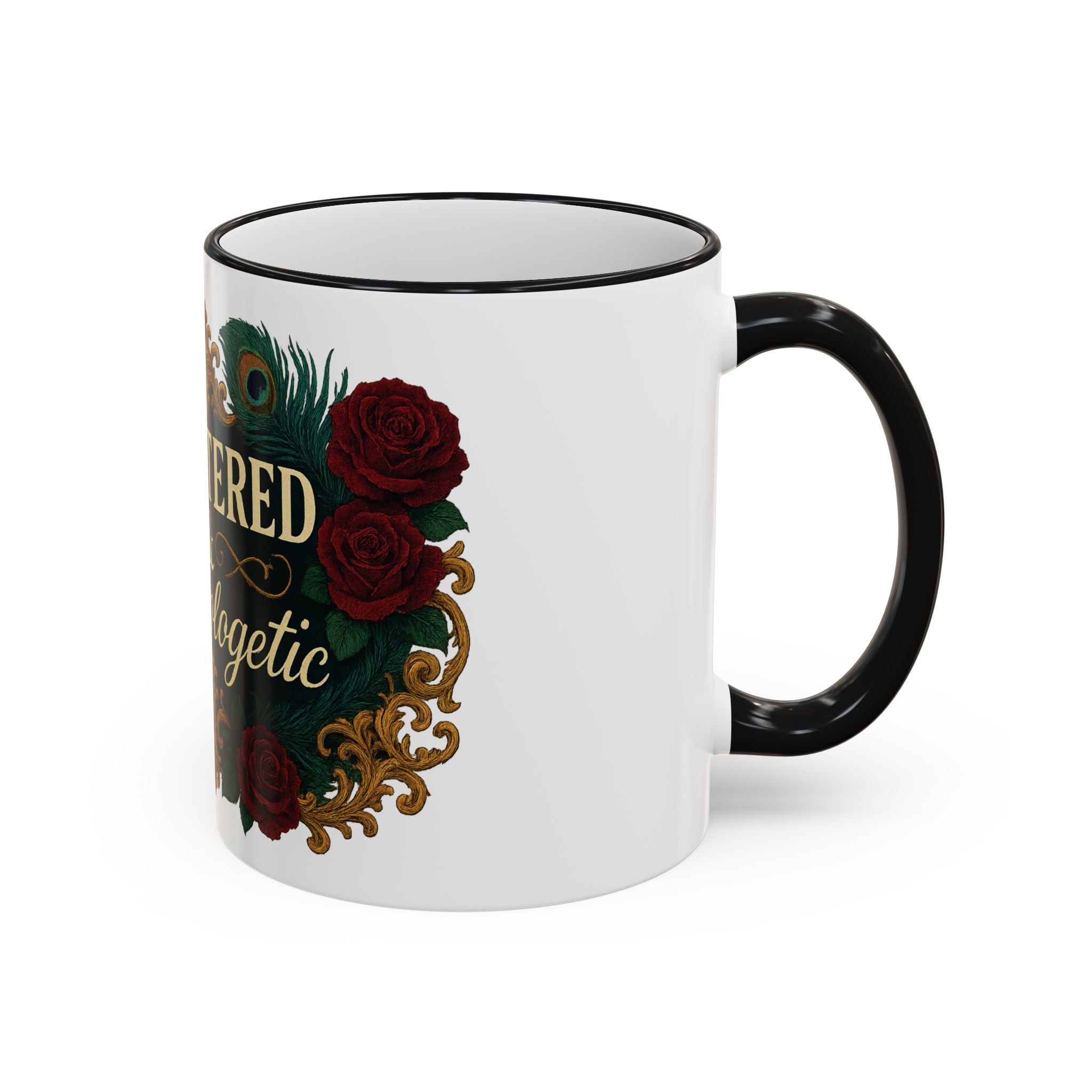 Unfiltered & Unapologetic Accent Rim Mug — Floral Gothic 11oz/15oz