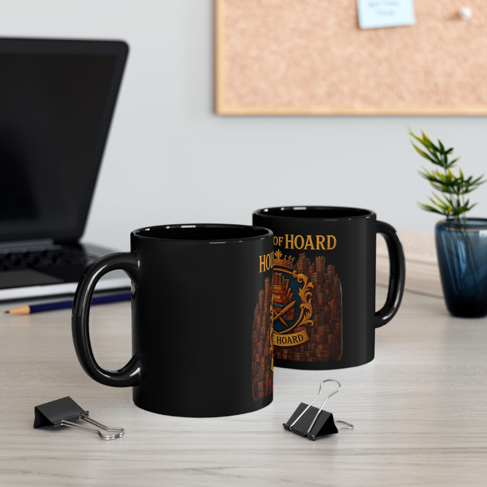 House of Hoard Book Hoard Black Mug — Funny Book Lover Coffee Cup (11oz/15oz)