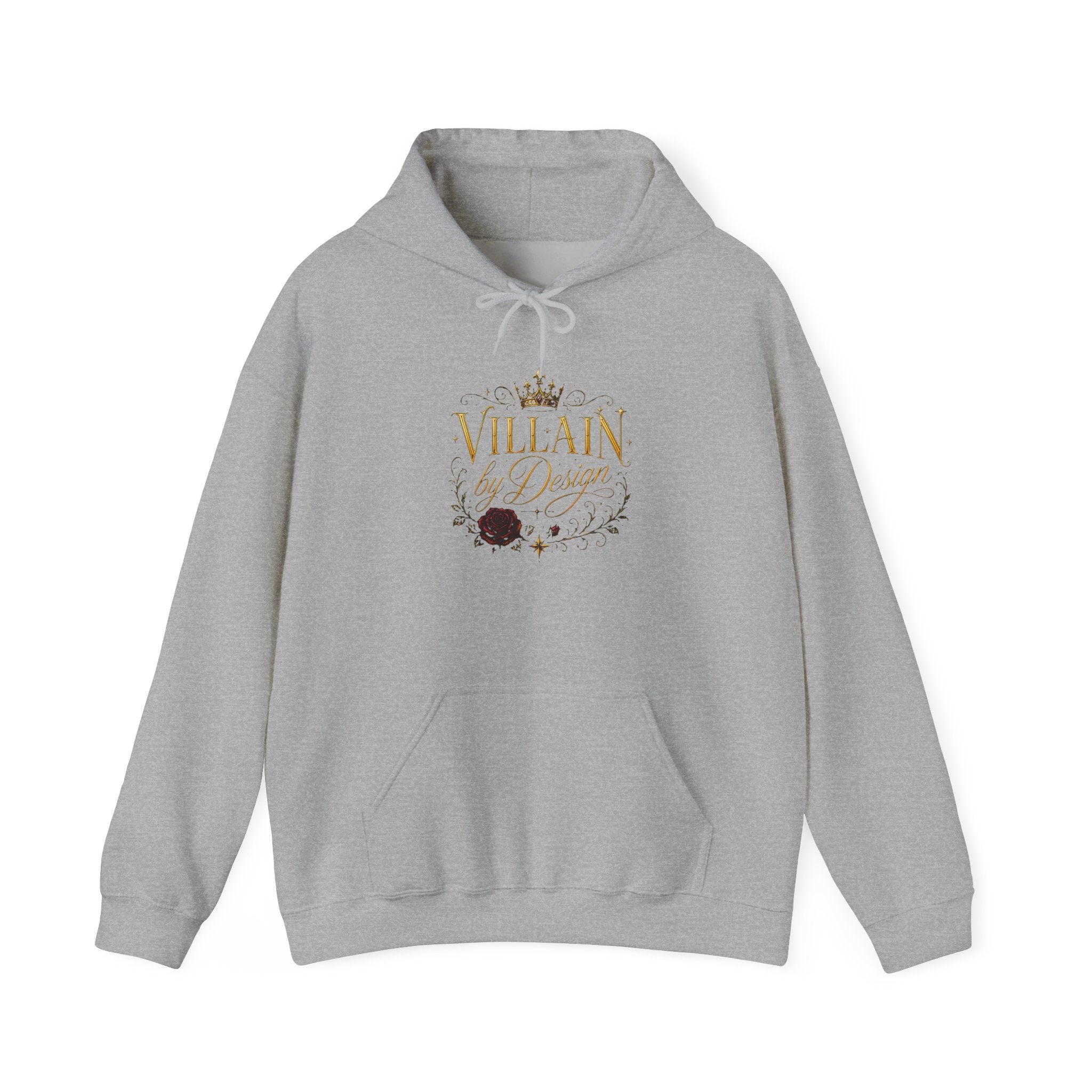 Hoodie — "Villain by Design" Crown & Rose Graphic Pullover