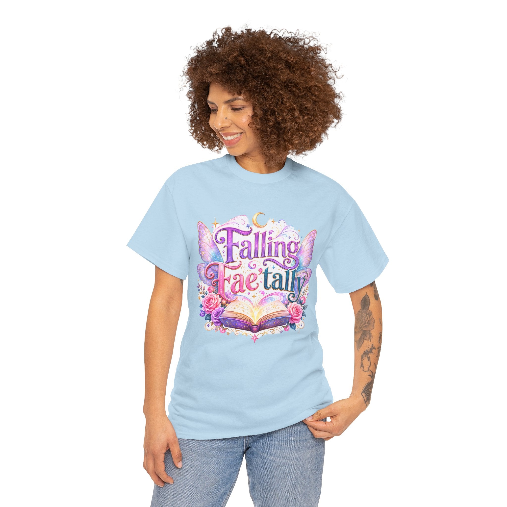 Falling Fae-tally Tee — Fantasy Fairy Wings & Open Book Graphic T-Shirt