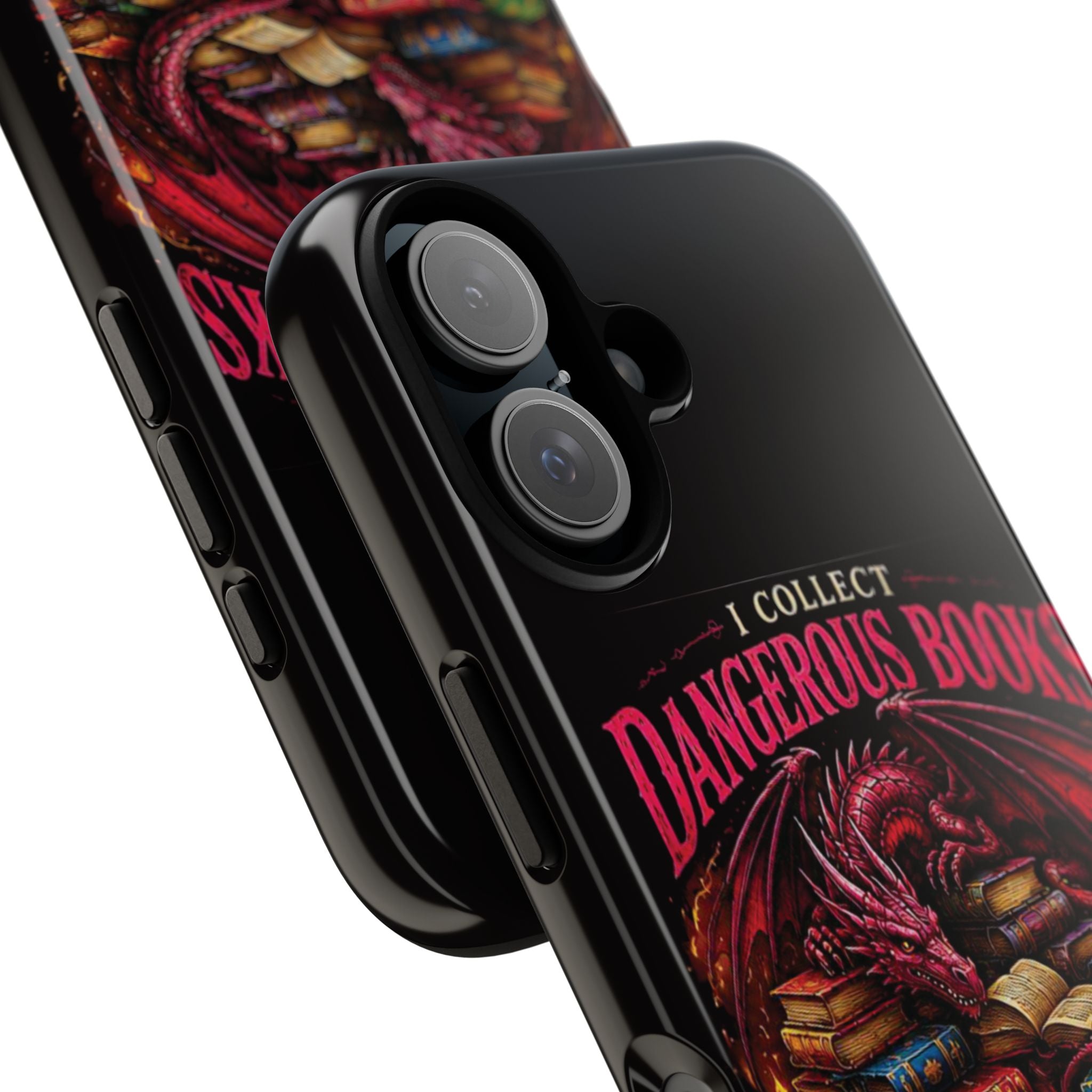 Phone Case — "I Collect Dangerous Books" Dragon Bookshelf Protective Cover