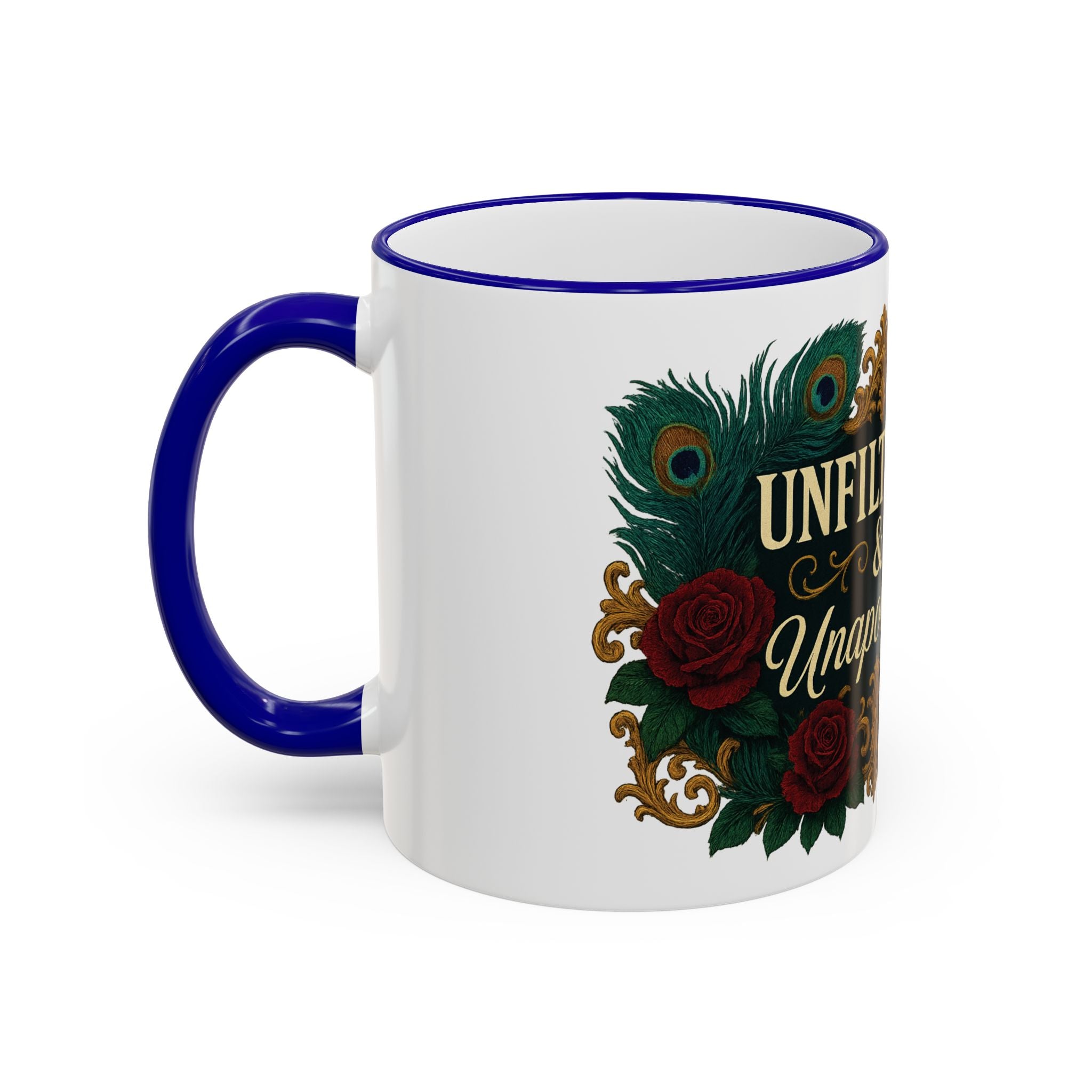 Unfiltered & Unapologetic Accent Rim Mug — Floral Gothic 11oz/15oz