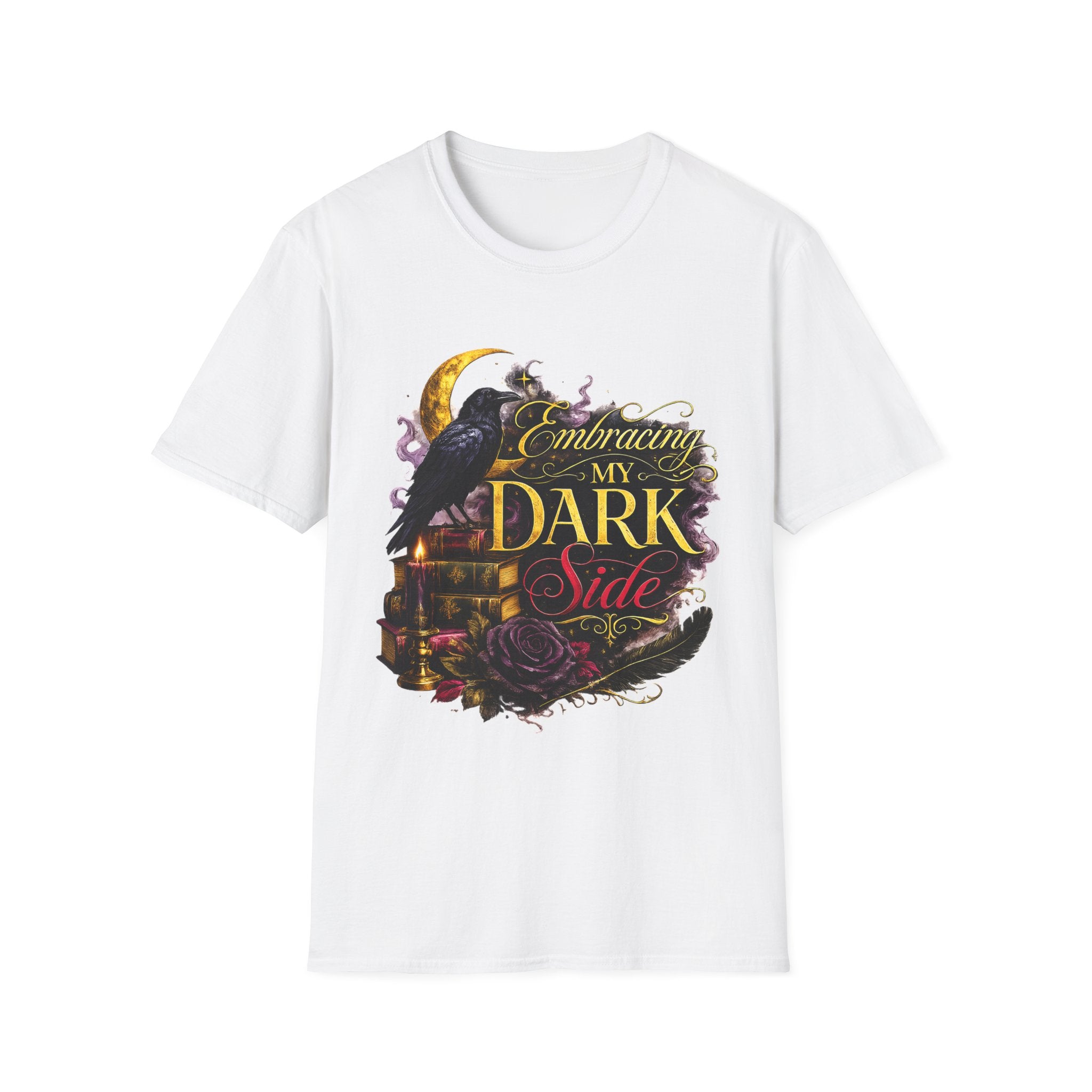 Embracing My Dark Side T-Shirt – Gothic Raven Moon Graphic Tee