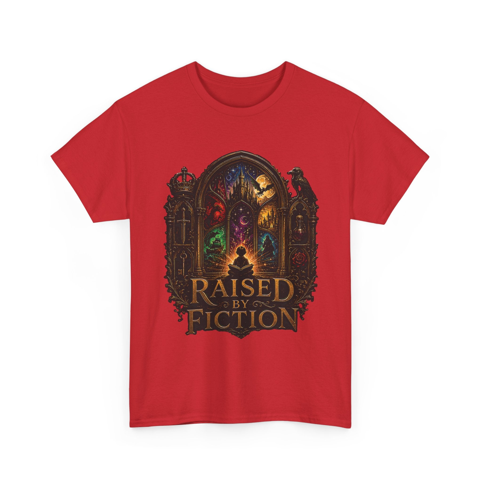 T-Shirt — "Raised by Fiction" Fantasy Book Lover Tee