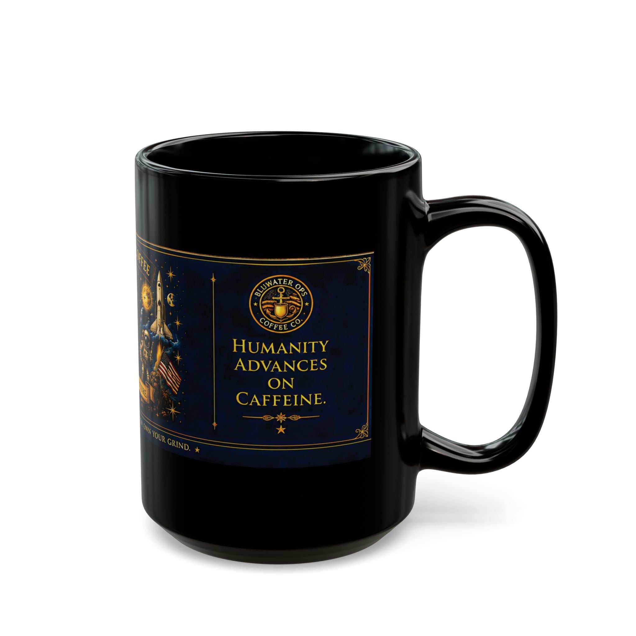 Biblionaut Black Coffee Mug — Book Lover Reading Adventure 11oz/15oz