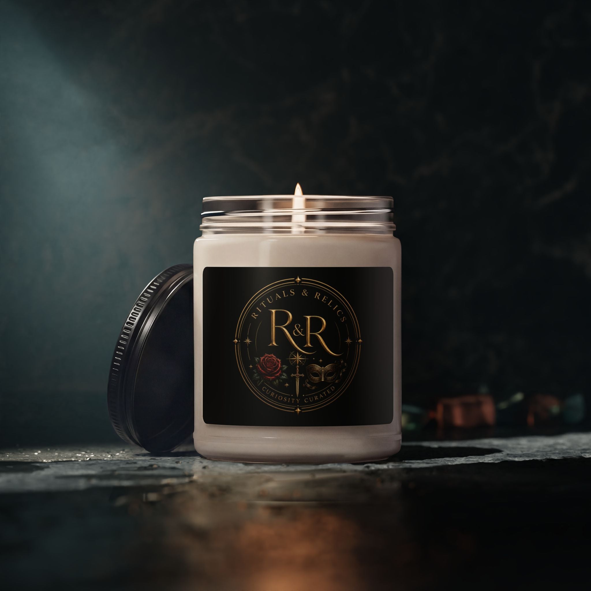 R&R Rituals & Relief Scented Soy Candle — 9oz Aromatherapy Jar (Rose & Vetiver)