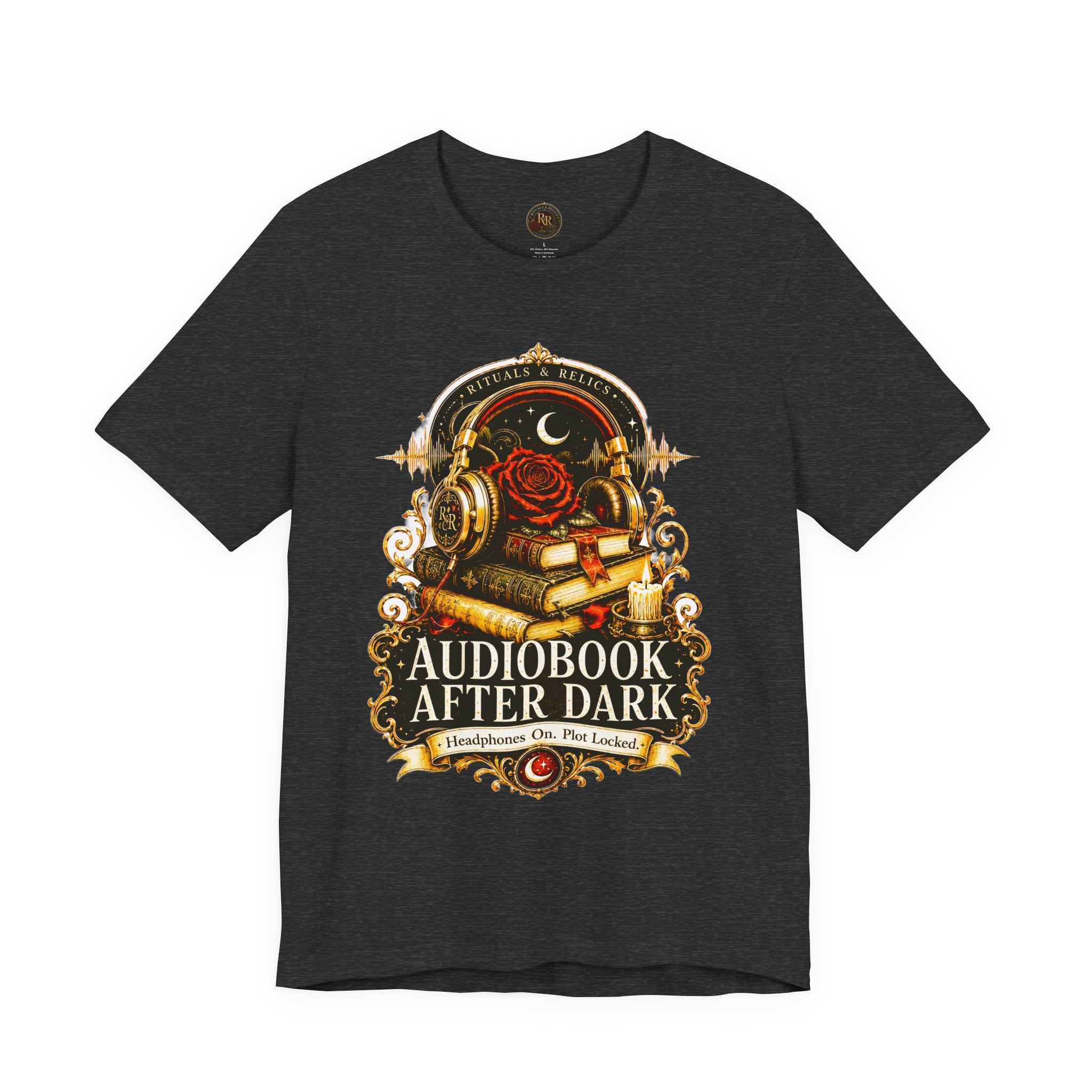 Audiobook After Dark Tee — Vintage Headphones & Books Nightshirt
