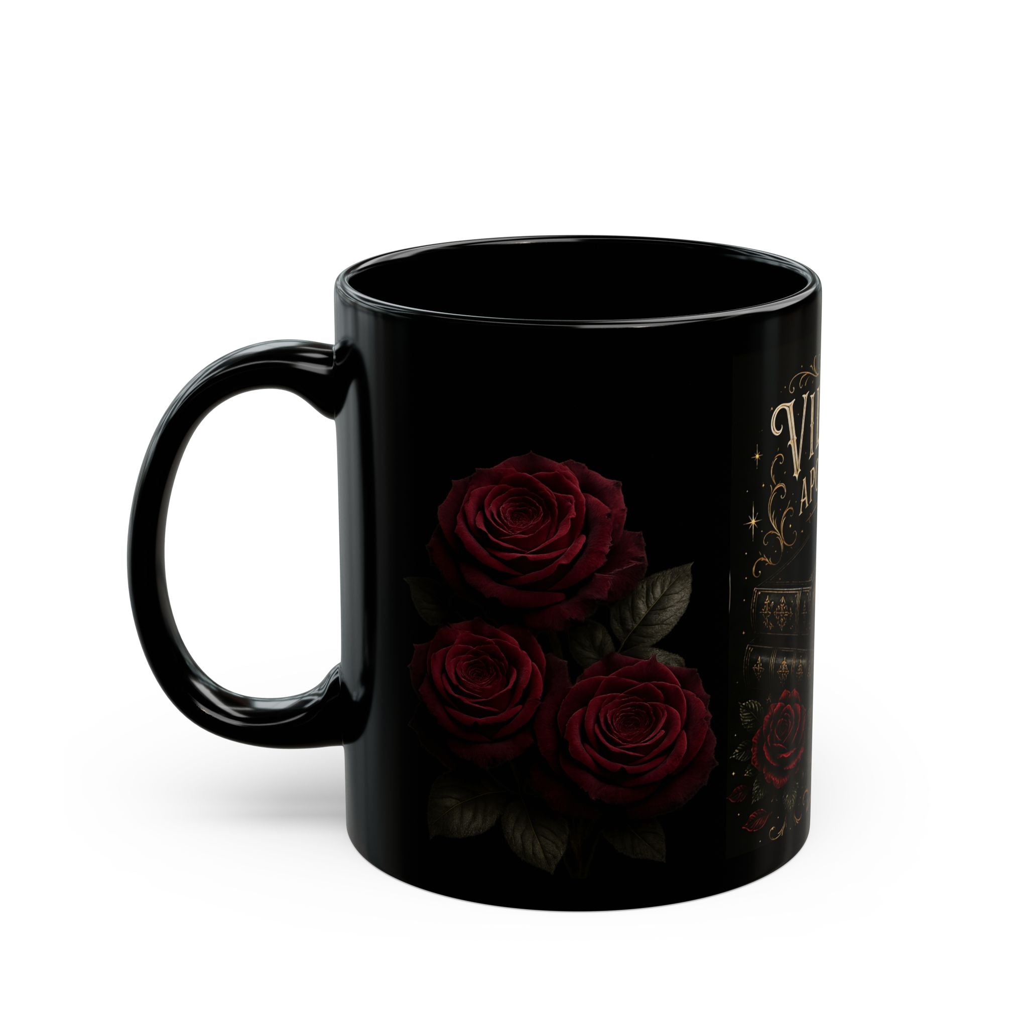 Villain Apologist Black Mug — Gothic Roses & Vintage Books Coffee Cup (11oz/15oz)