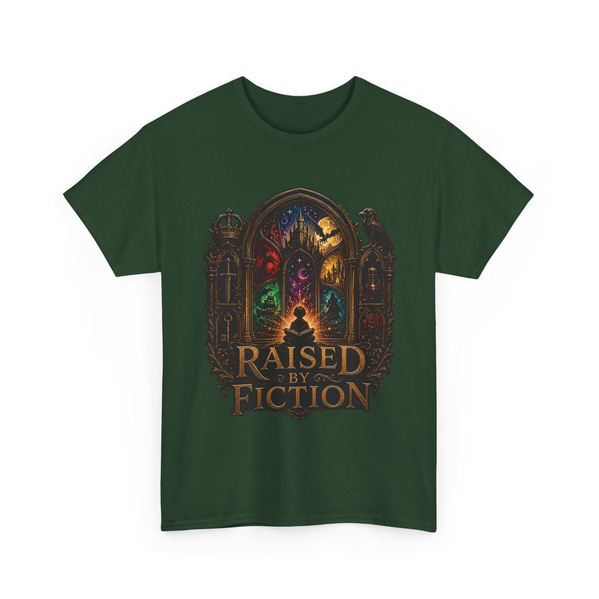 T-Shirt — "Raised by Fiction" Fantasy Book Lover Tee