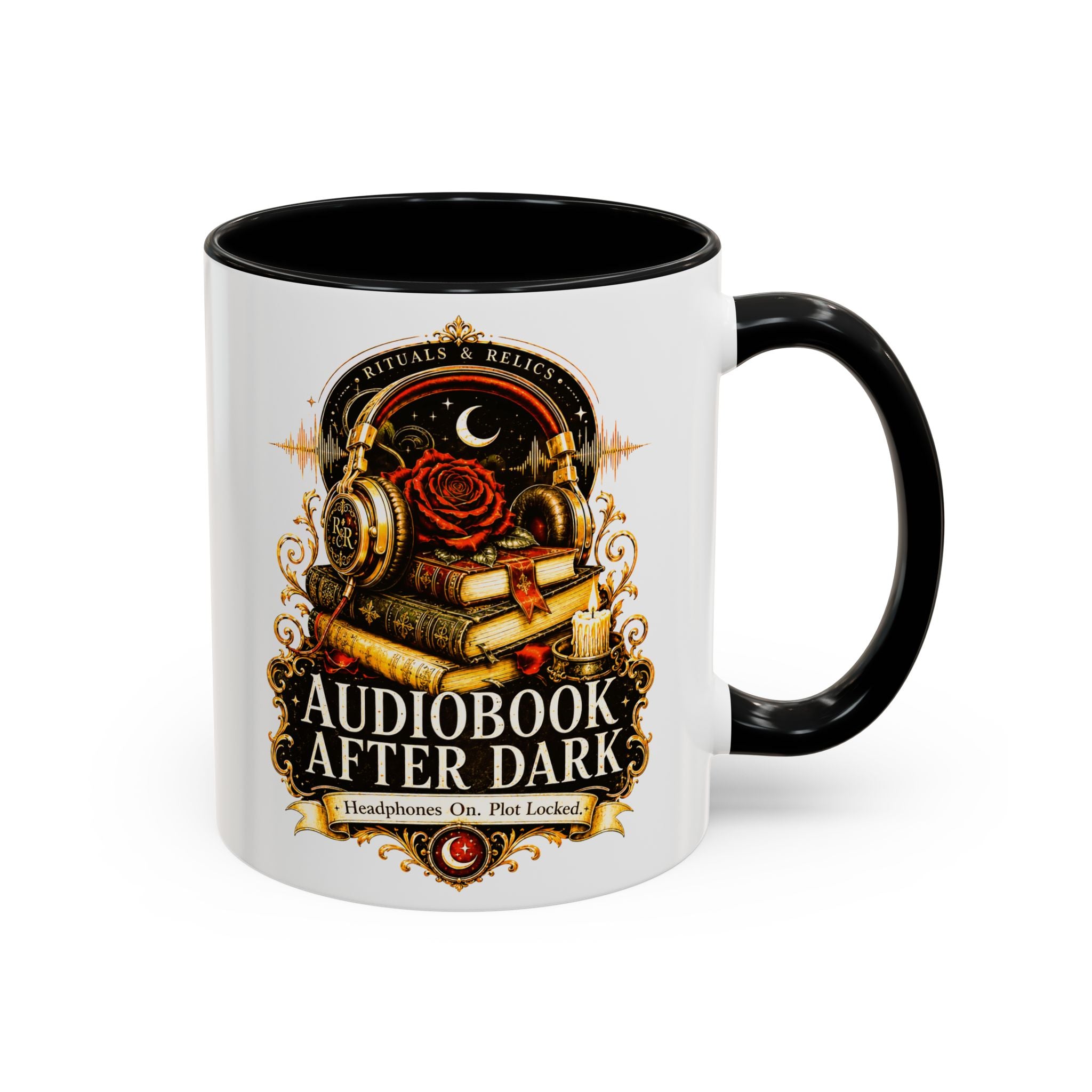 Audiobook After Dark Coffee Mug — Headphones On, Plot Locked (Accent 11/15oz)