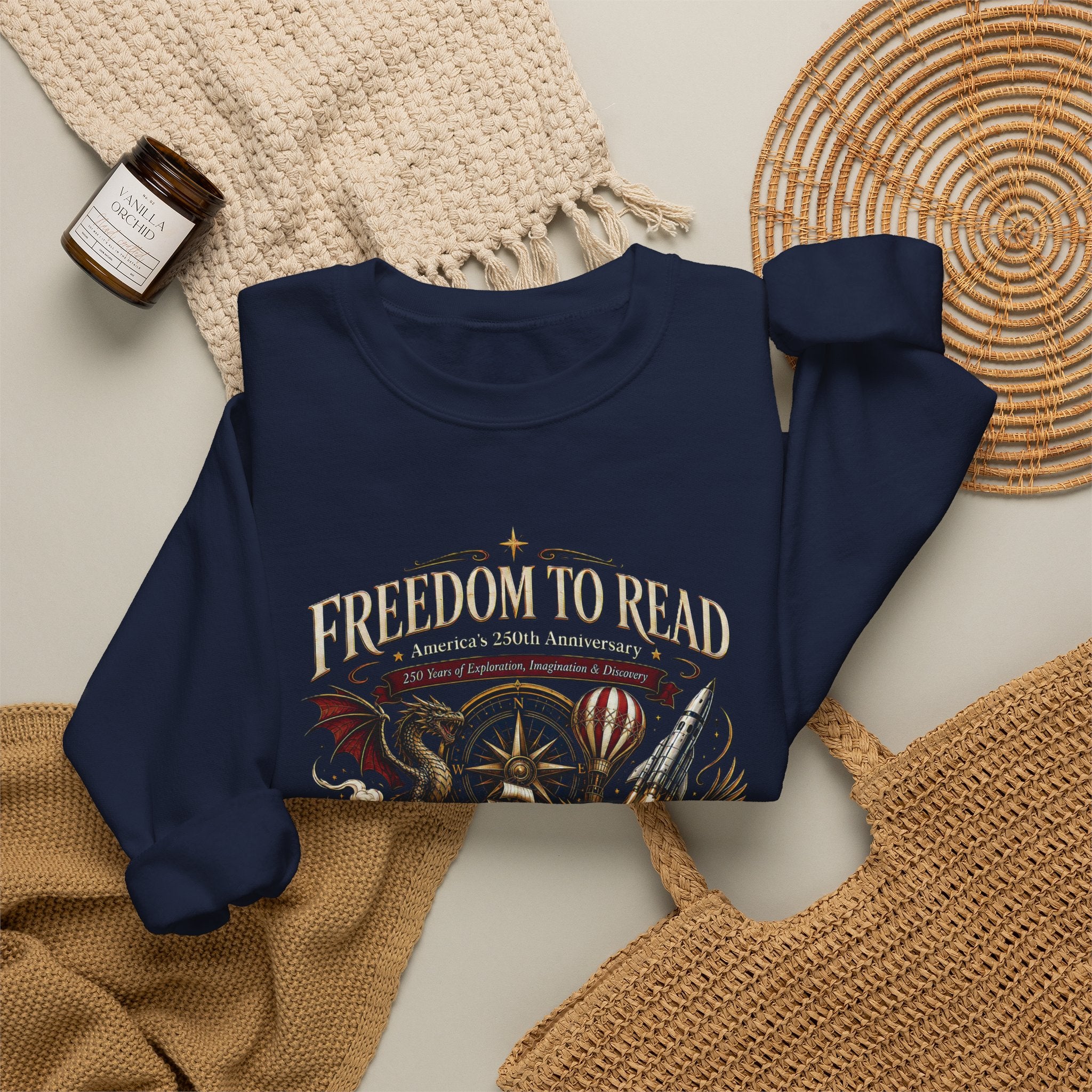 Freedom to Read Crewneck Sweatshirt – Vintage Patriotic Book Lover Design