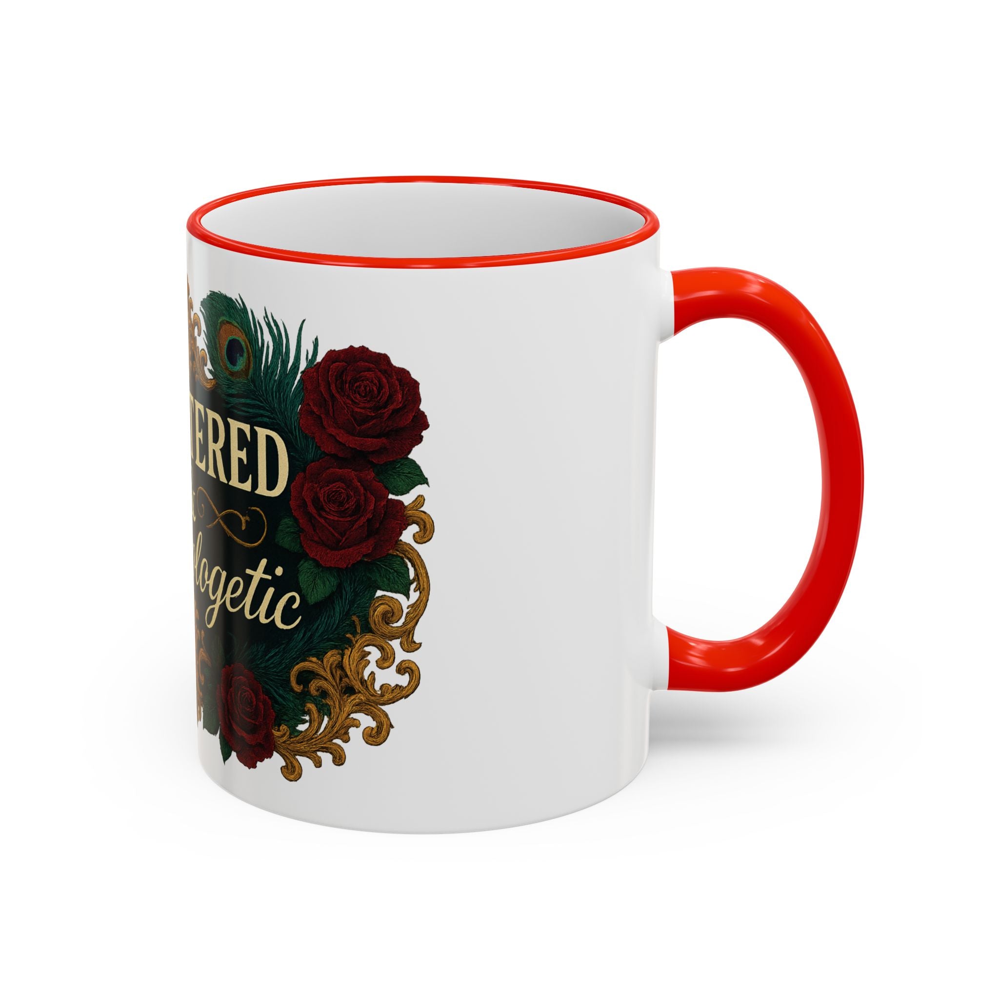 Unfiltered & Unapologetic Accent Rim Mug — Floral Gothic 11oz/15oz