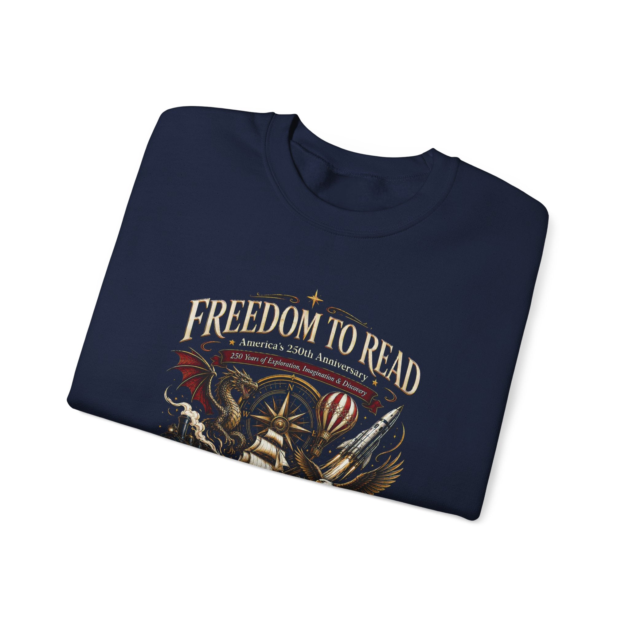 Freedom to Read Crewneck Sweatshirt – Vintage Patriotic Book Lover Design