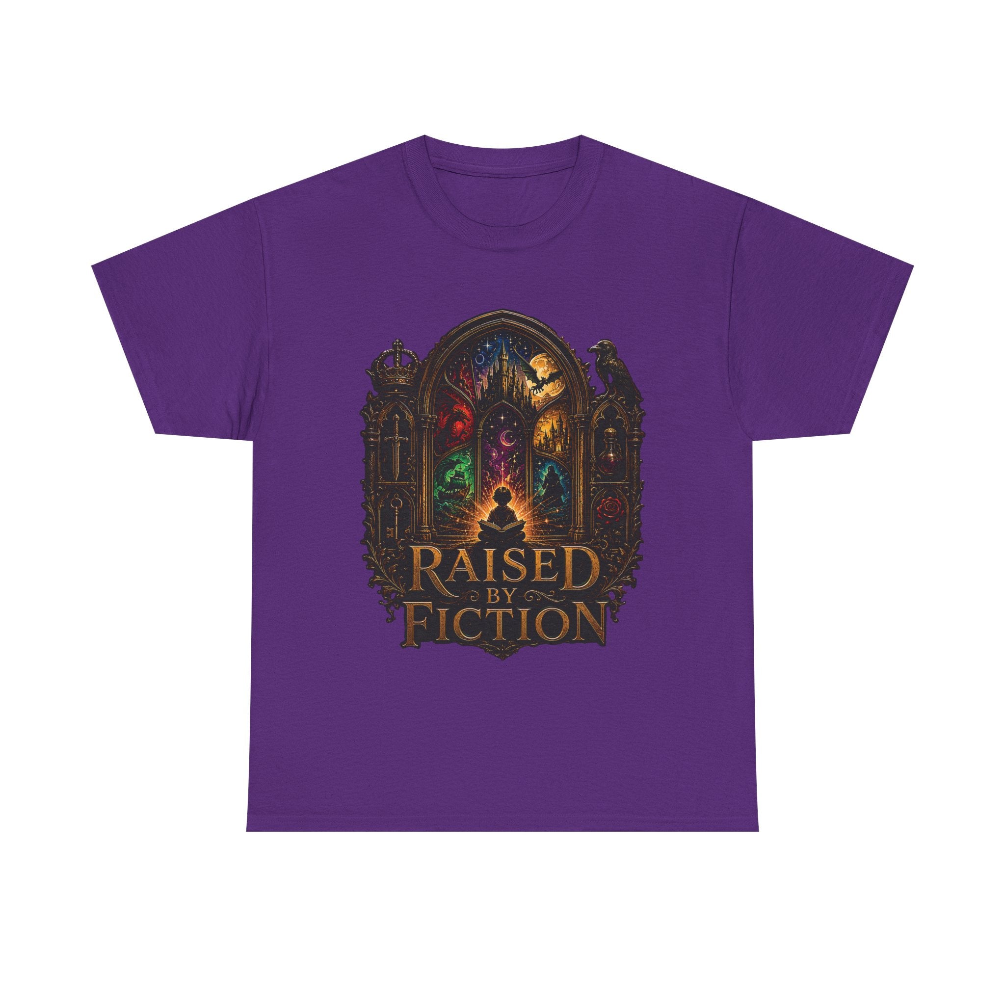 T-Shirt — "Raised by Fiction" Fantasy Book Lover Tee