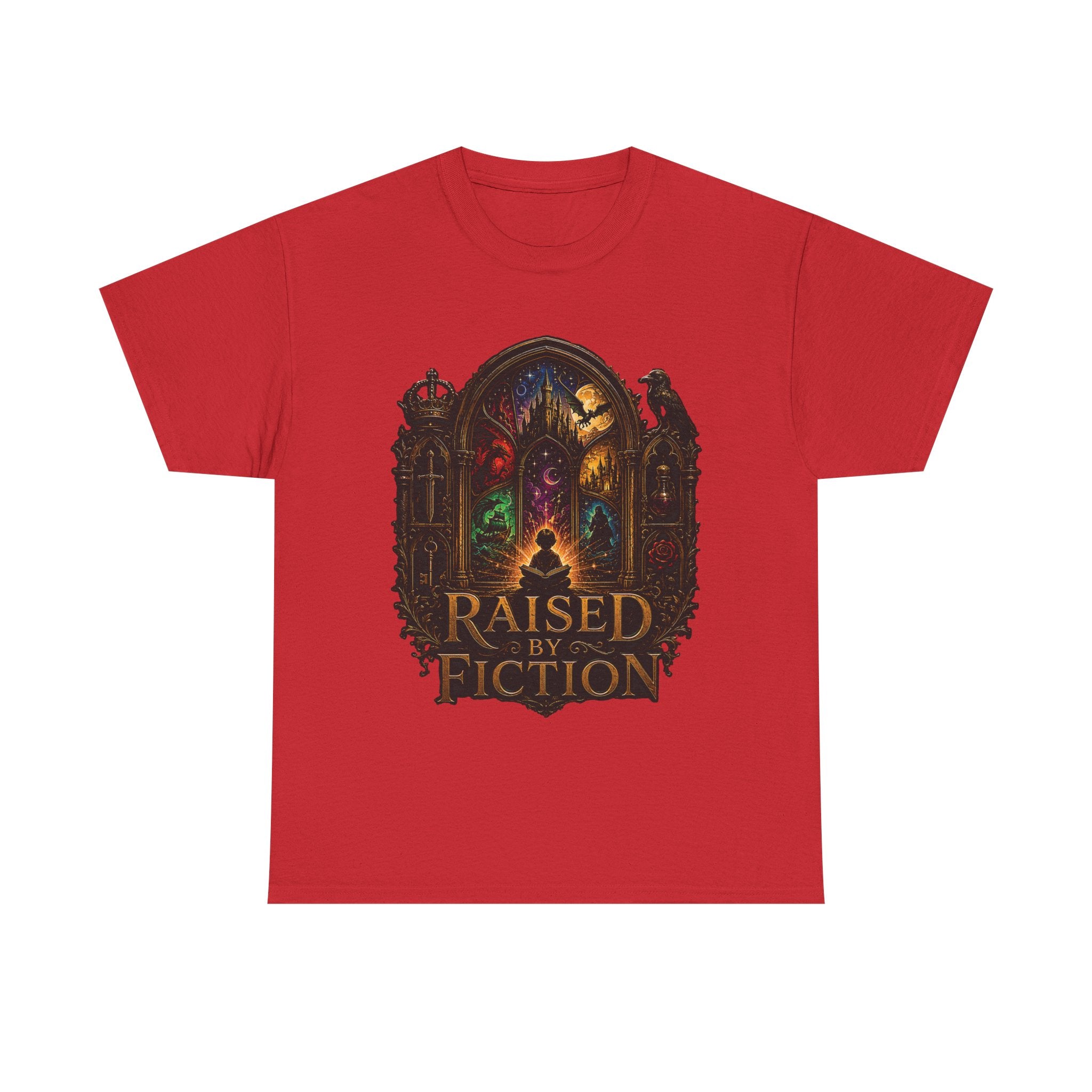 T-Shirt — "Raised by Fiction" Fantasy Book Lover Tee
