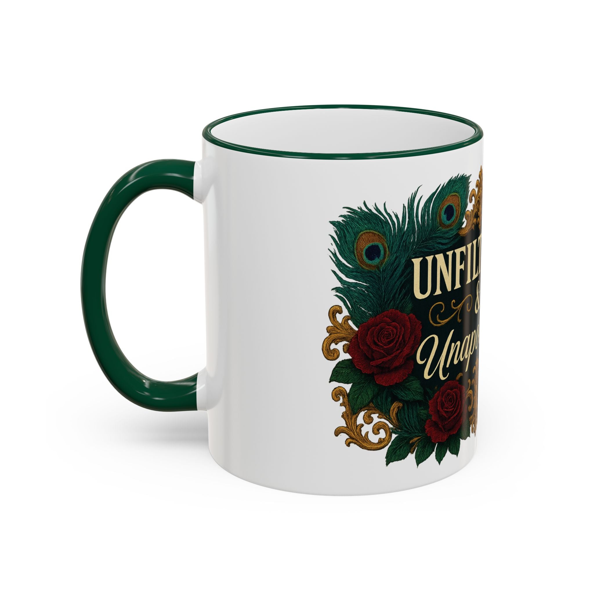Unfiltered & Unapologetic Accent Rim Mug — Floral Gothic 11oz/15oz