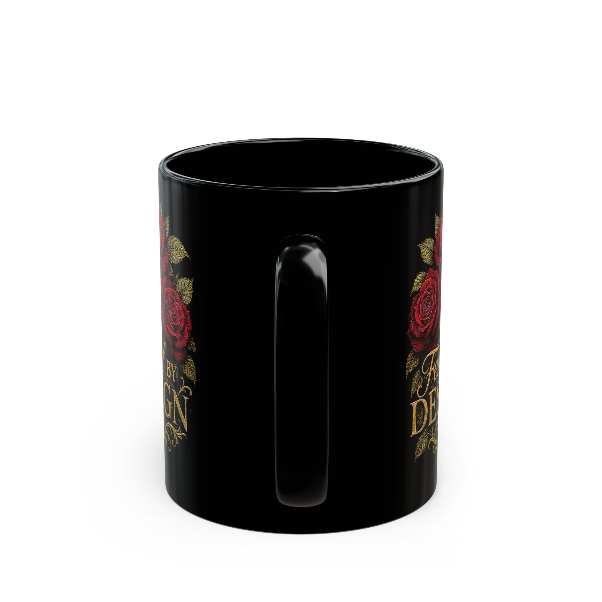 Feral by Design Black Coffee Mug – Red Rose Gothic Floral 11oz/15oz