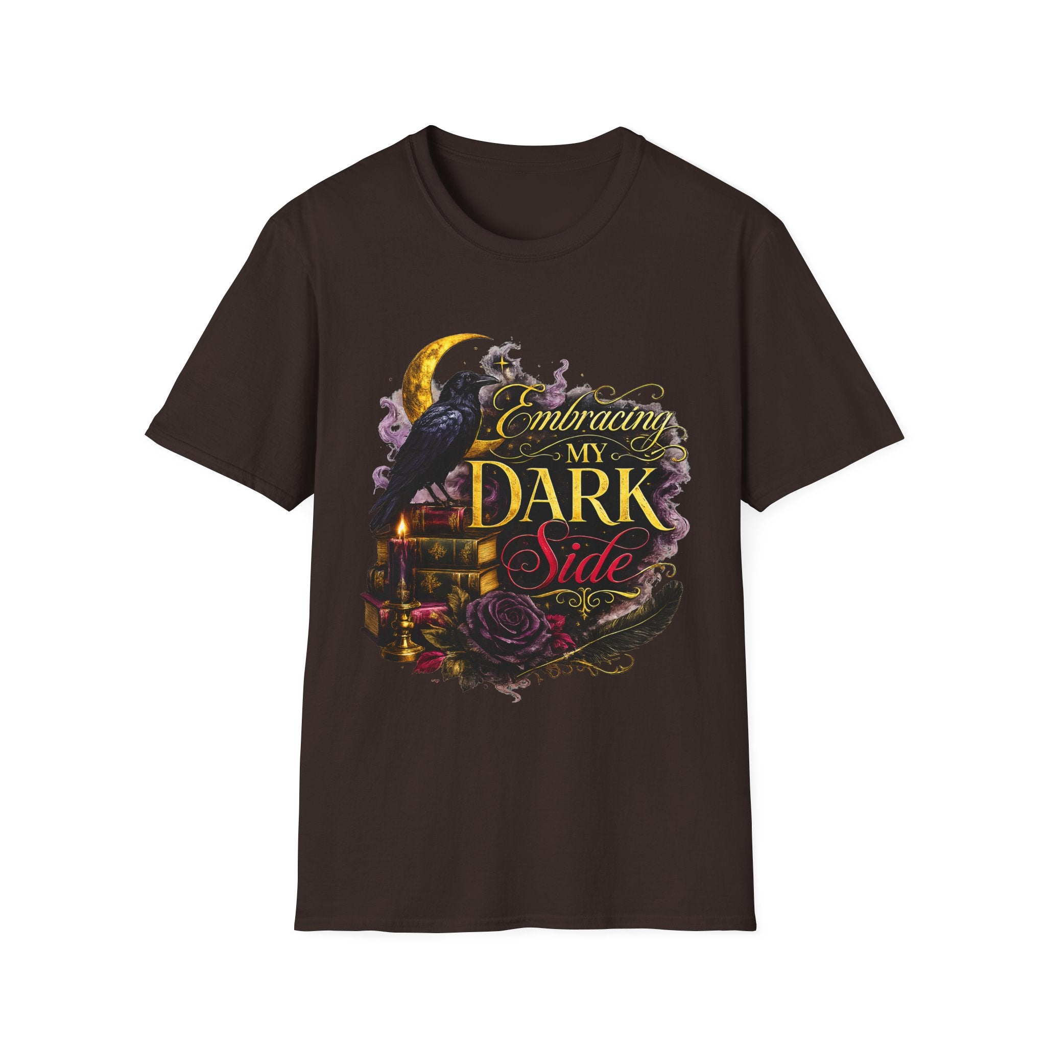 Embracing My Dark Side T-Shirt – Gothic Raven Moon Graphic Tee
