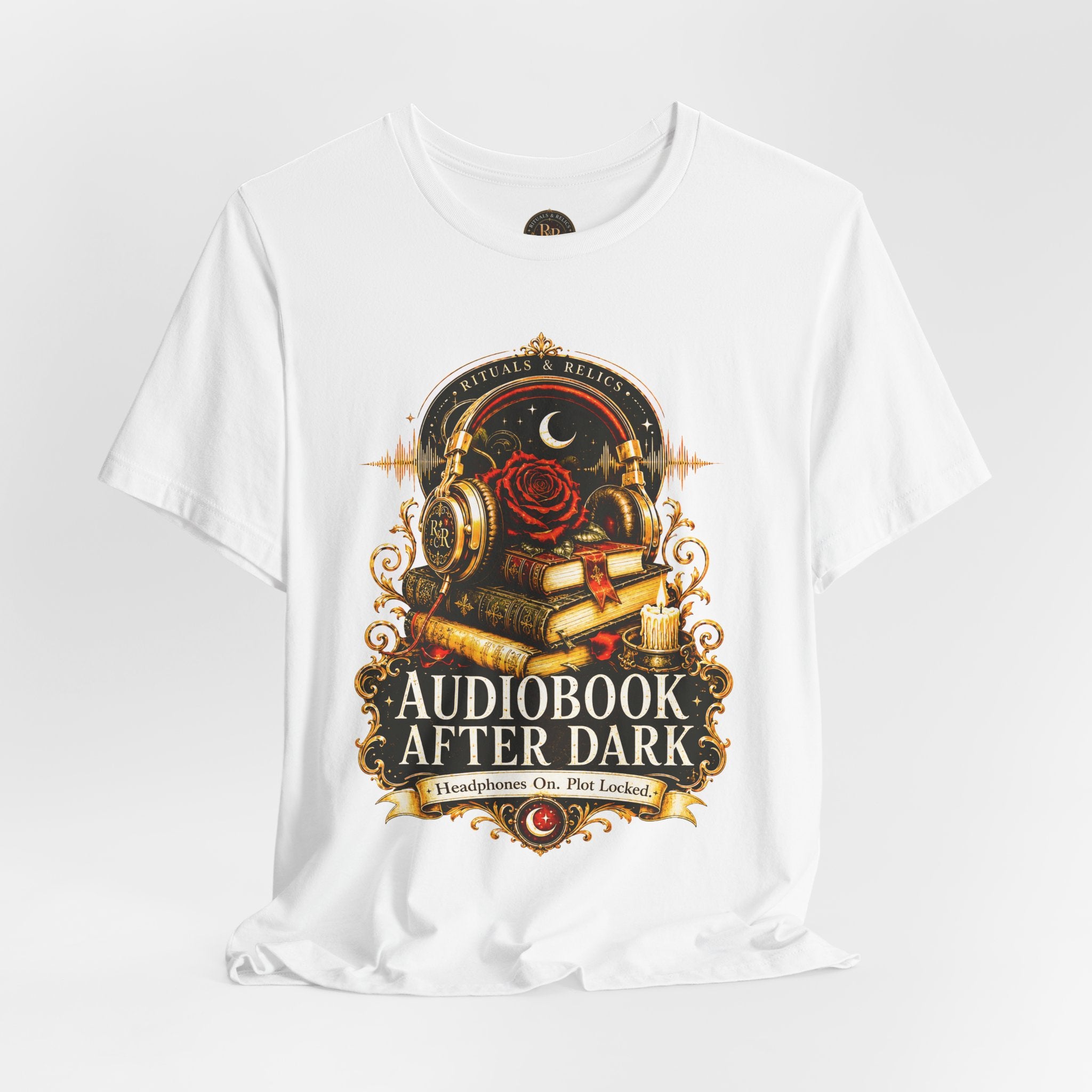 Audiobook After Dark Tee — Vintage Headphones & Books Nightshirt