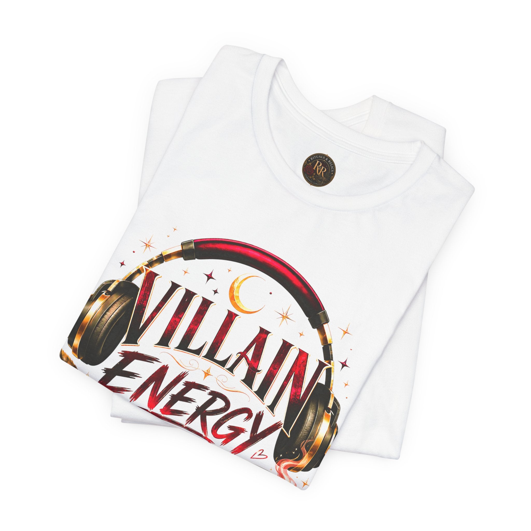 Villain Energy Loading T-Shirt — Funny Coffee & Headphones Graphic Tee